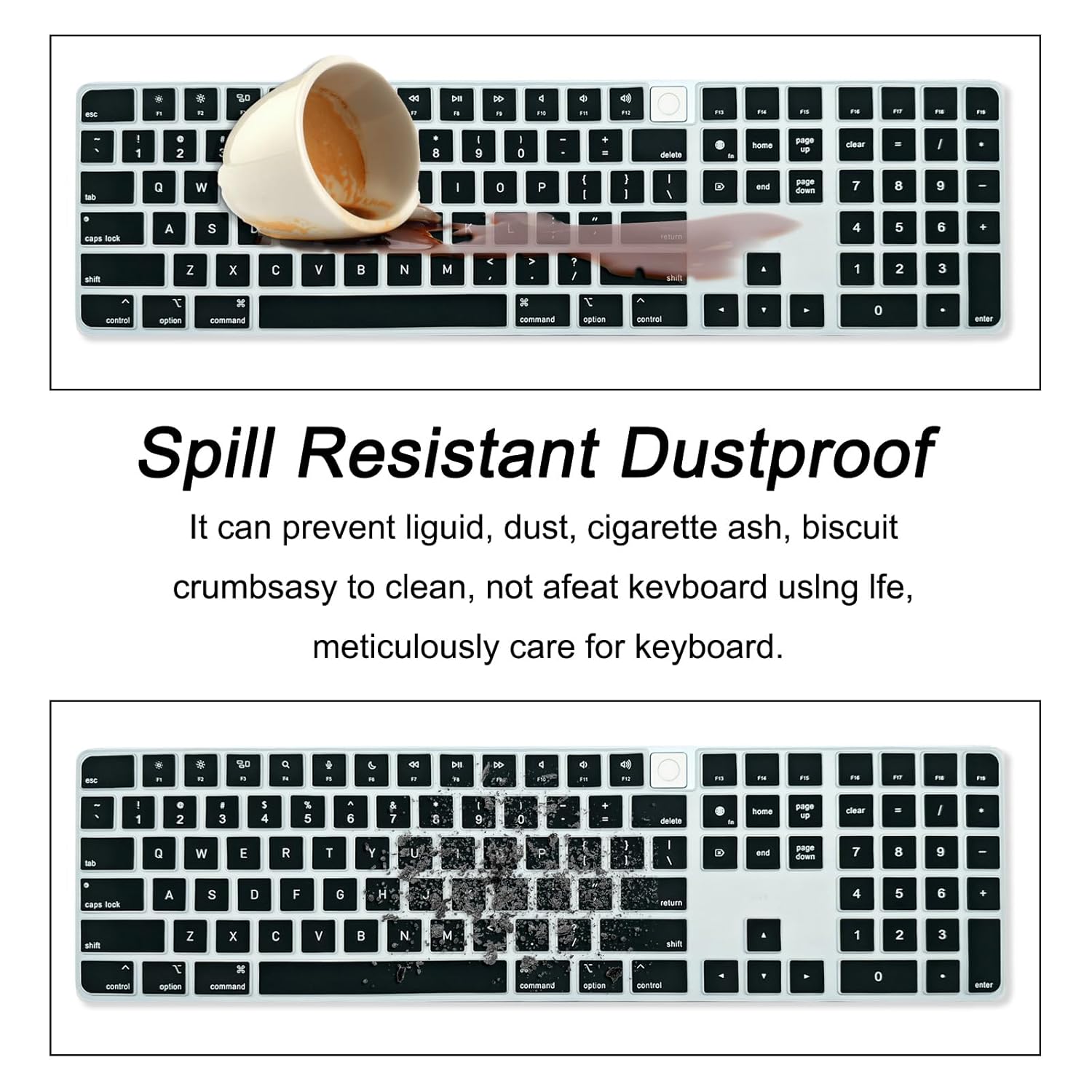 YongMai Silicone Keyboard Cover for 2021 New Model A2520 iMac Magic Keyboard with Touch ID and Numeric Keypad, Washable Dustproof, Black - Image 5