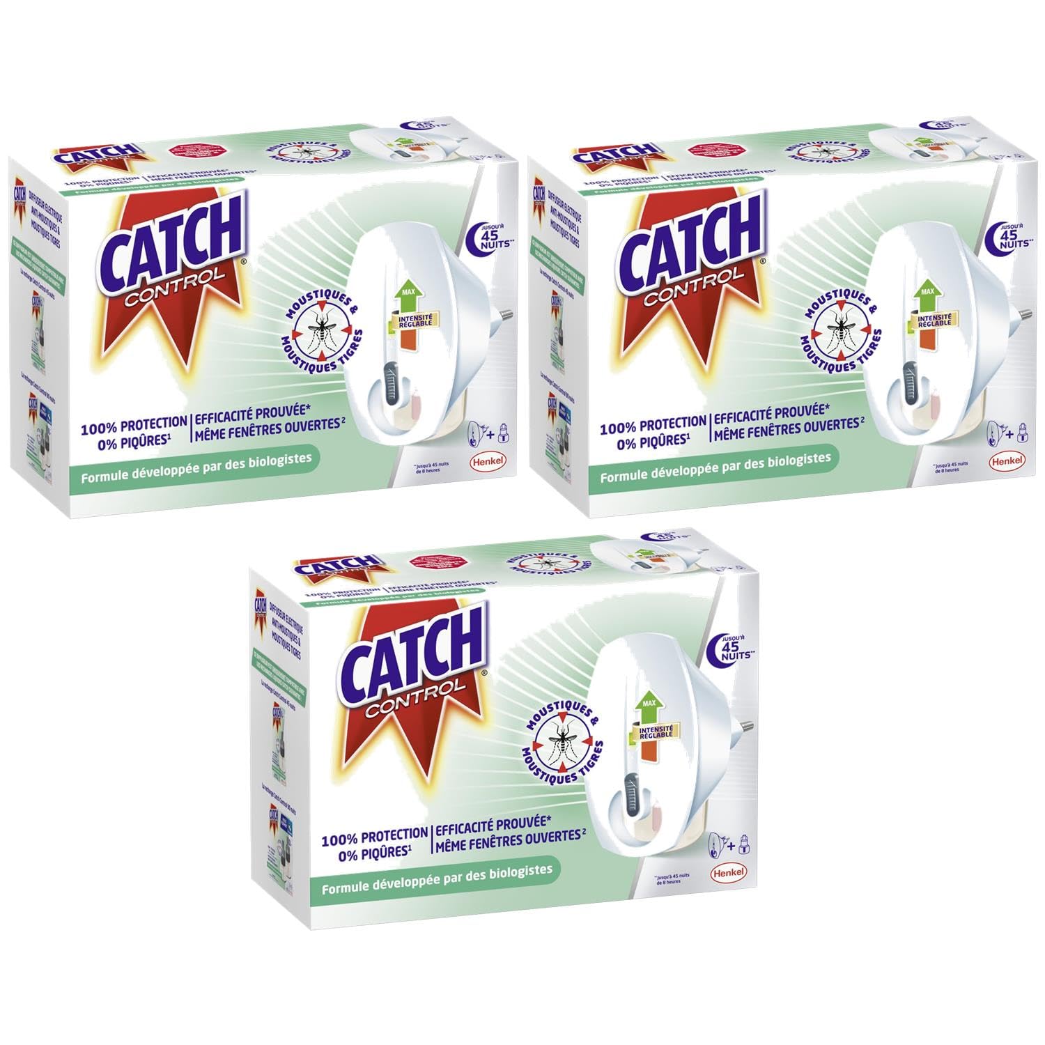 CATCH CONTROL Zestaw 3 regulowanych dyfuzorów elektrycznych, 45 nocy