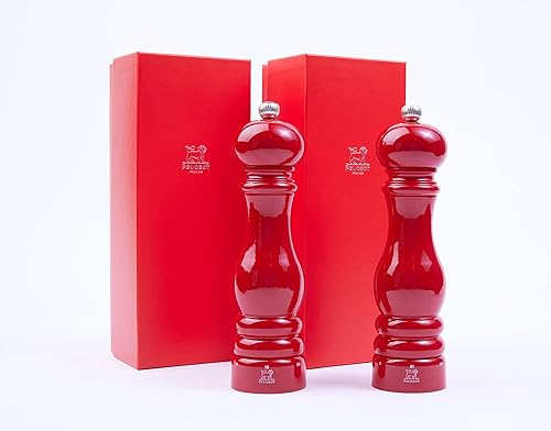 Peugeot Paris u'Select - Juego de caja de regalo de molino de pimienta y sal, laca roja Passion de 9 pulgadas