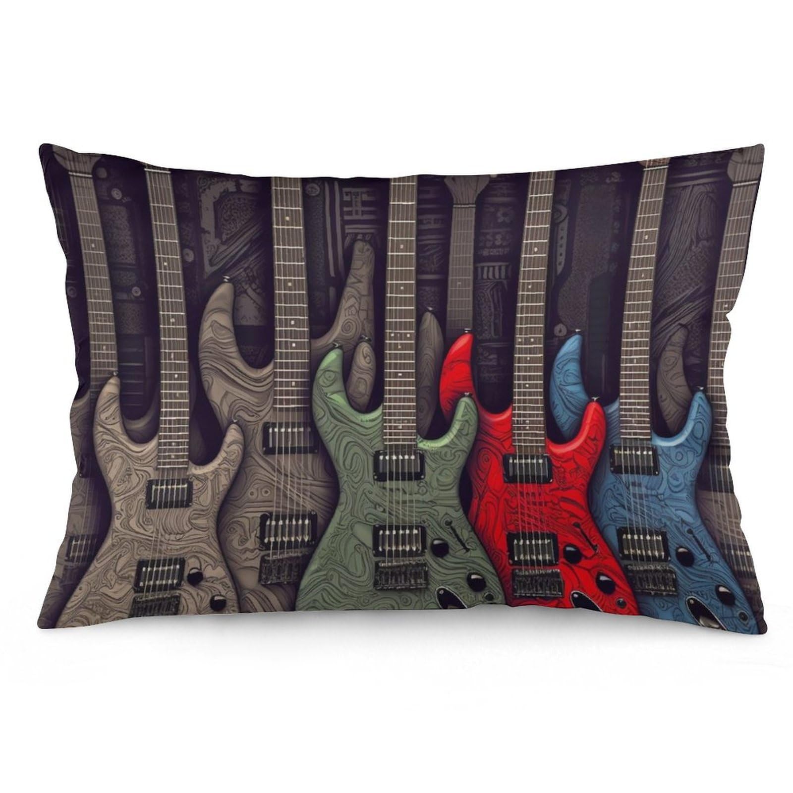 NTVOWPZO 2 Pack Decoration Throw Pillow Covers 20"x30" Pillowcases Covers Guitar Pattern Pillowcases Modern Farmhouse Home Decor Sofa Cushions Covers for Couch Bed Living Room
