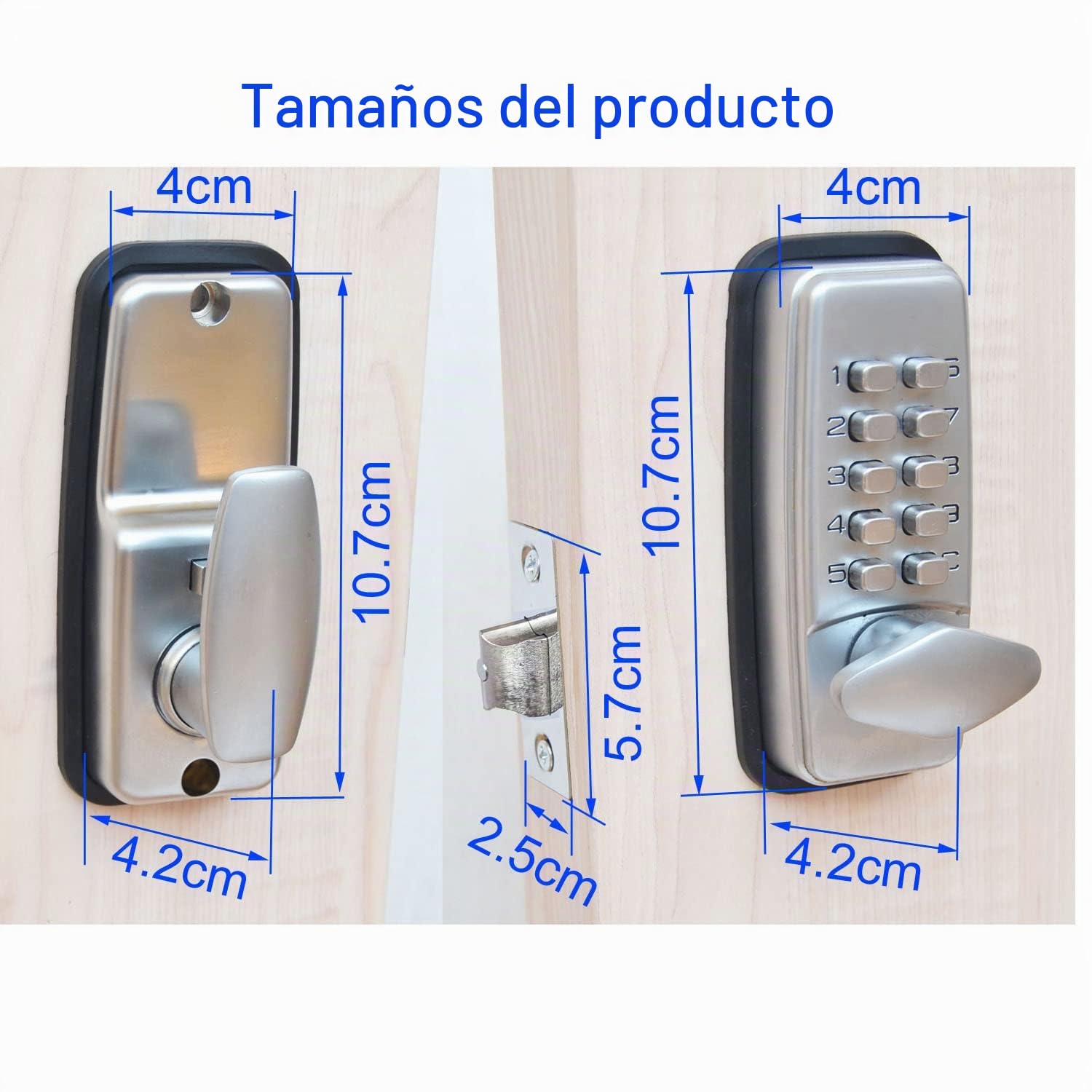 Cerradura digital para puerta con código de bloqueo de HomeSecure, resistencia meteorológica, cromada,plata