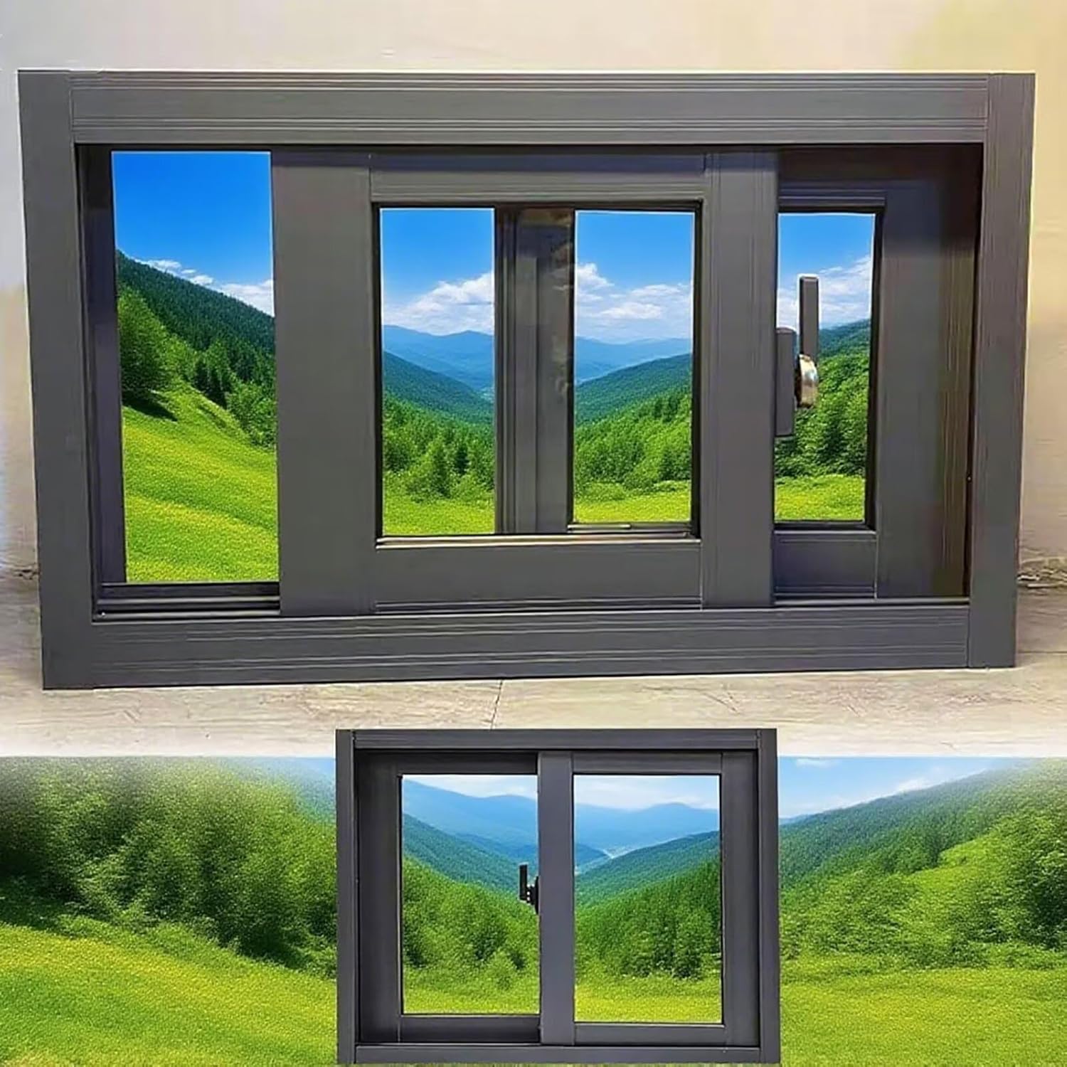 Sliding Shed Window with Tempered Glass and Screen, Chicken Coop Window, 29" W x 16" H Black Lockable Basement Window, 74x41cm Aluminum Household Transom Window for Mobile Home Sheds Barns Garage