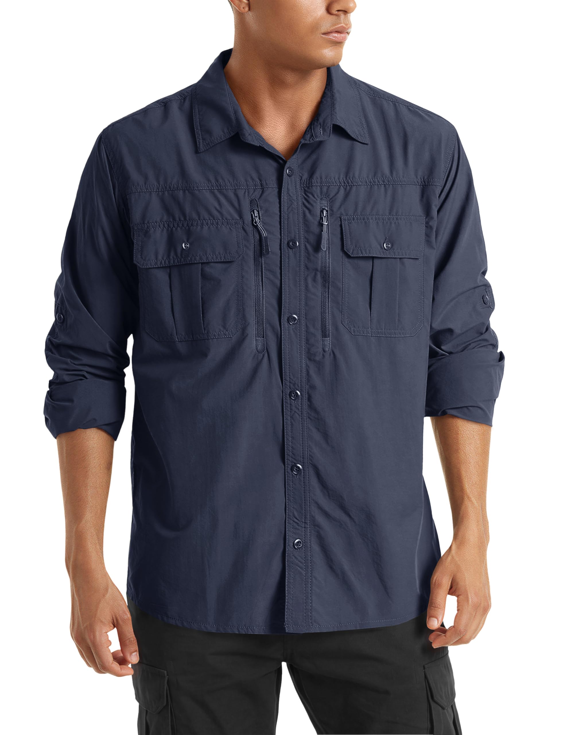 Men's Long Sleeve Fishing Shirt,Quick Dry Lightweight Button Up