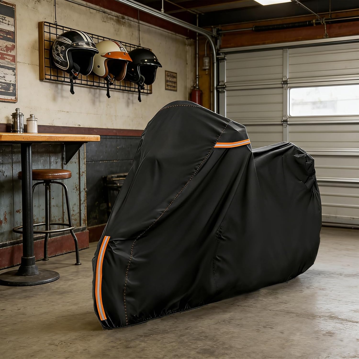 Full Enclosed Motorcycle Cover Waterproof,Heavy Duty 600D Oxford Outdoor Indoor Motorcycle Full Cover with All-Round Enclosed Zipper and Reflective Strips,Fits Most Heavy Duty Scooter Moped Motorcycle