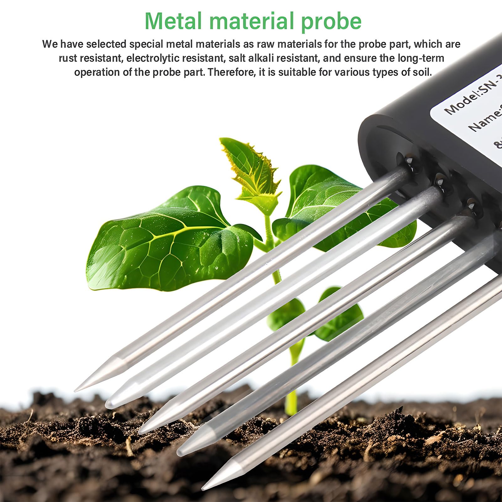 Tester gleby 7 w 1, czujnik gleby USB z pH, wilgotność, pomiar temperatury, wodoodporność IP68, kompatybilny z urządzeniami z systemem Android do ogrodnictwa i rolnictwa