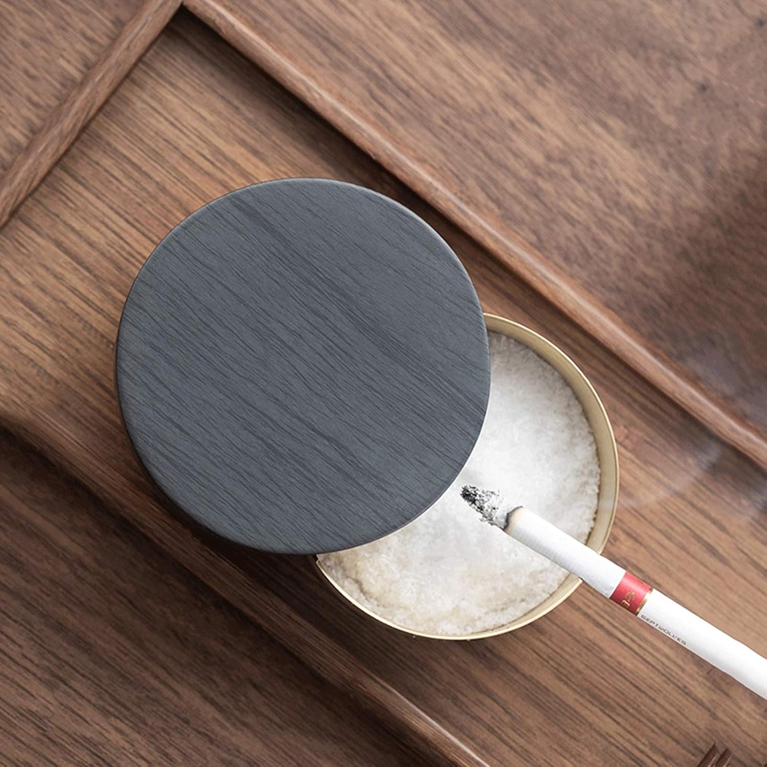 Ash Tray Creative Brass Ash trays Hotel Home car Windproof Ash tray Bar Restaurant 3 Inch Portable Ashtray with lid Outdoor Ashtray (Size : S)