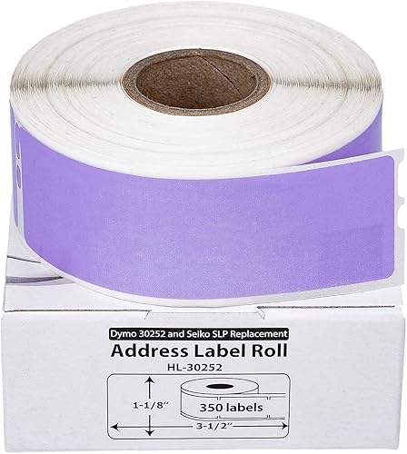 HOUSELABELS DYMO 30252 - Etiquetas de dirección compatibles con DYMO LW 450, 4XL, rollo y cebra, 16 rollos5600 etiquetas color lavanda (1-18 x 3-12