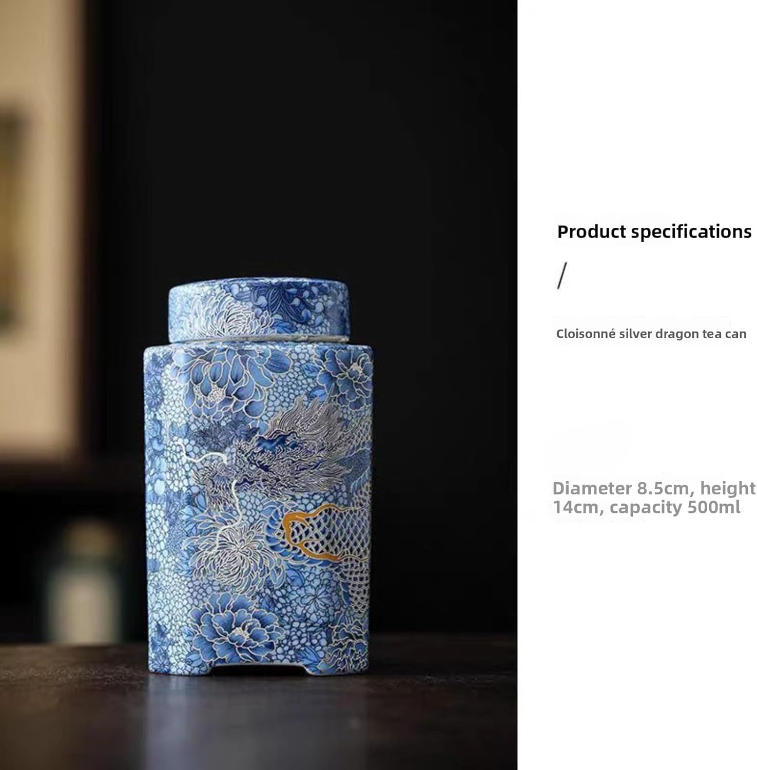 Enamel Colors Ceramics Tea Canister, 500ml 17.0oz, Chinese Style Household Sealed Jar Storage Jar