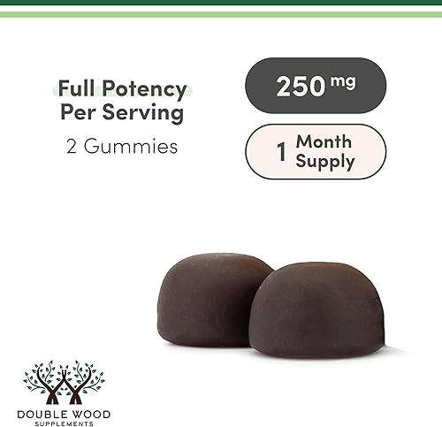 Miniatura 6 de Double Wood Supplements Suplemento de gomitas de hongos, 60 unidades, 2,500 mg equivalentes a 250 mg de melena de león, cordyceps, reishi, chaga y