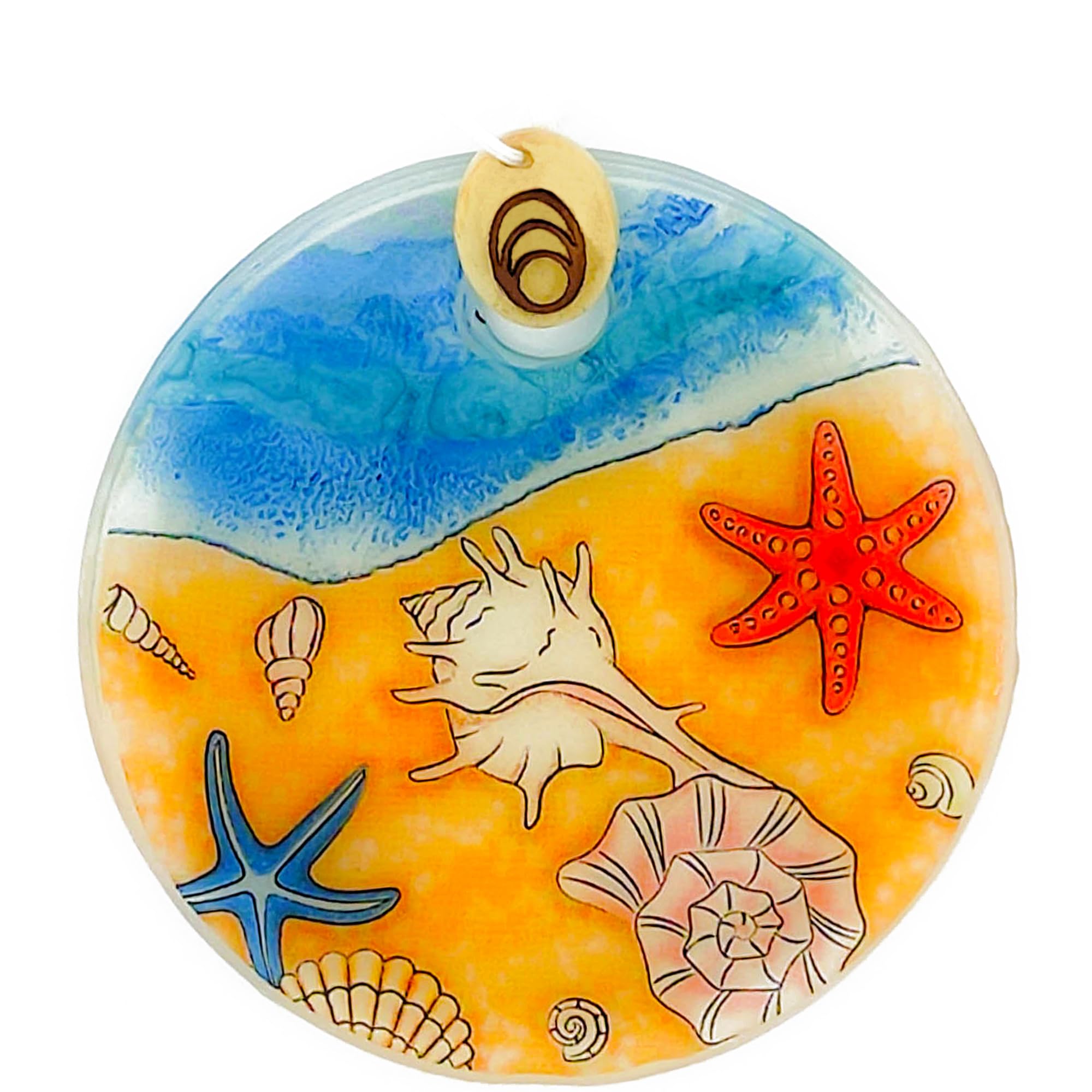 Bolla Glass ArtBeach Collection Flat Ornament (2.5Lx0.2Wx2.5H inches) (Sea Shells)
