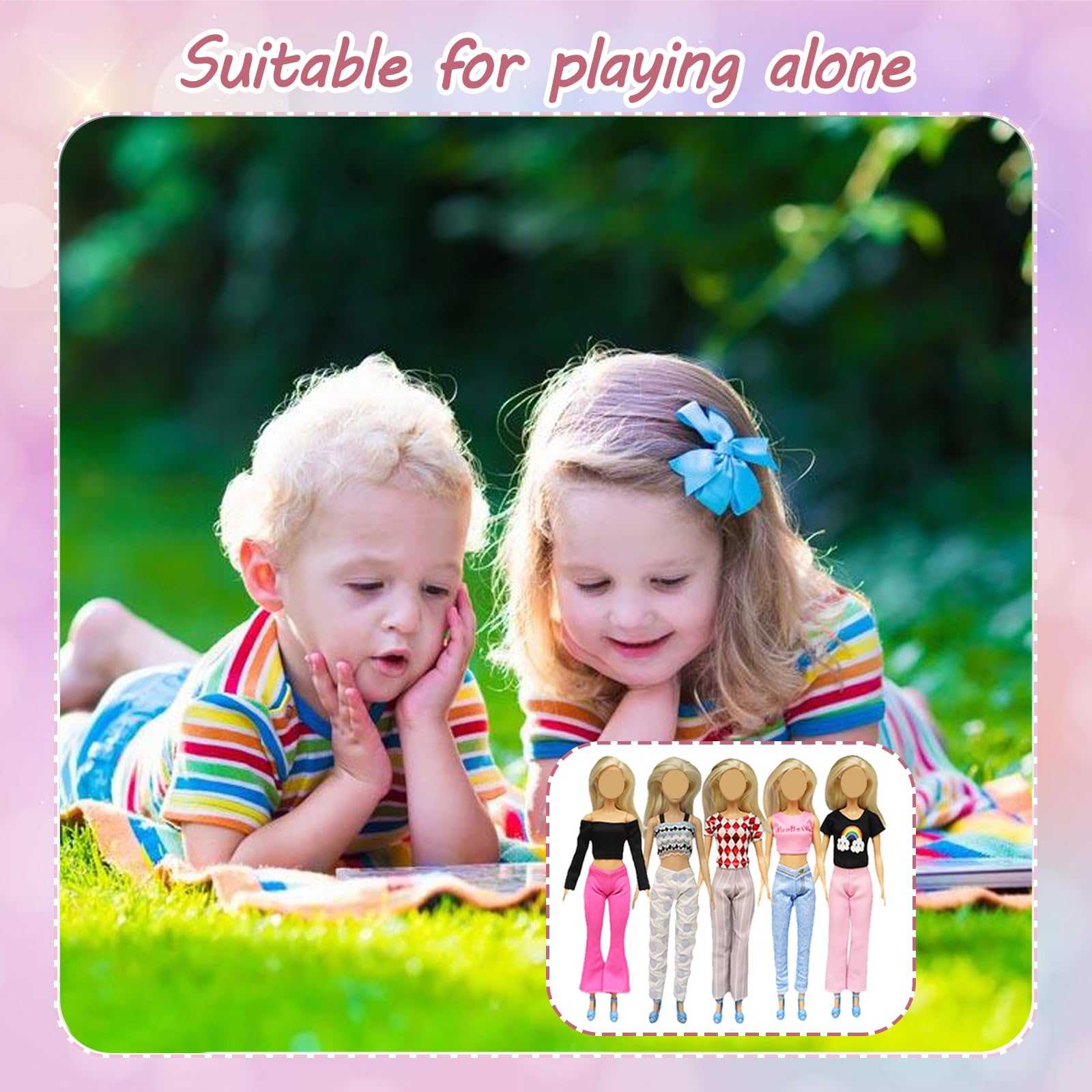 Vêtements de poupée compatibles avec les vêtements Barbie, 56 pièces, dont 1 robe de mariée bleue, 3 robes tendance, 2 hauts, 2 pantalons, 20 chaussures, 18 accessoires au hasard pour poupées de 29,2