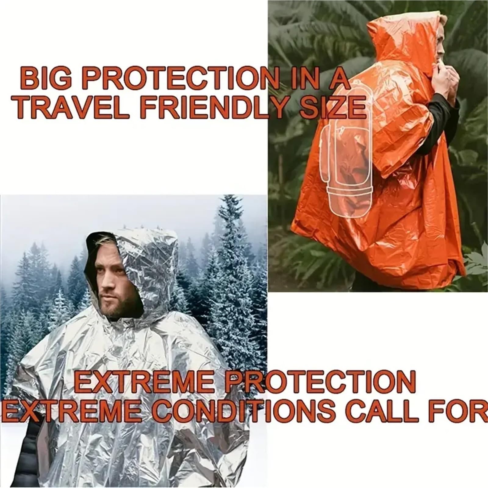 Poncho Impermeable Poncho de lluvia reutilizable y resistente a la intemperie for hombres, mujeres adultos, ideal for acampar, hacer senderismo suministros emergencia