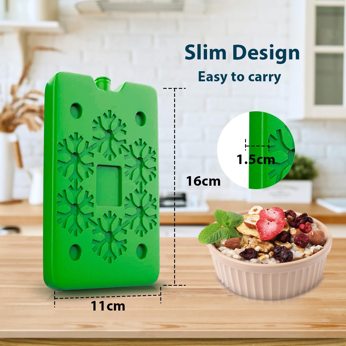 KAWAAN 4 PCS Ghiaccioli per Borsa Frigo, Borsa Ghiaccio, Ghiaccio Gel Riutilizzabile | Ghiaccini Piccoli per Borsa Frigo,per Borsa Frigo,mini freezer,Frigo da campeggio, Condizionatore portatile,16 x 11 x 1.5cm