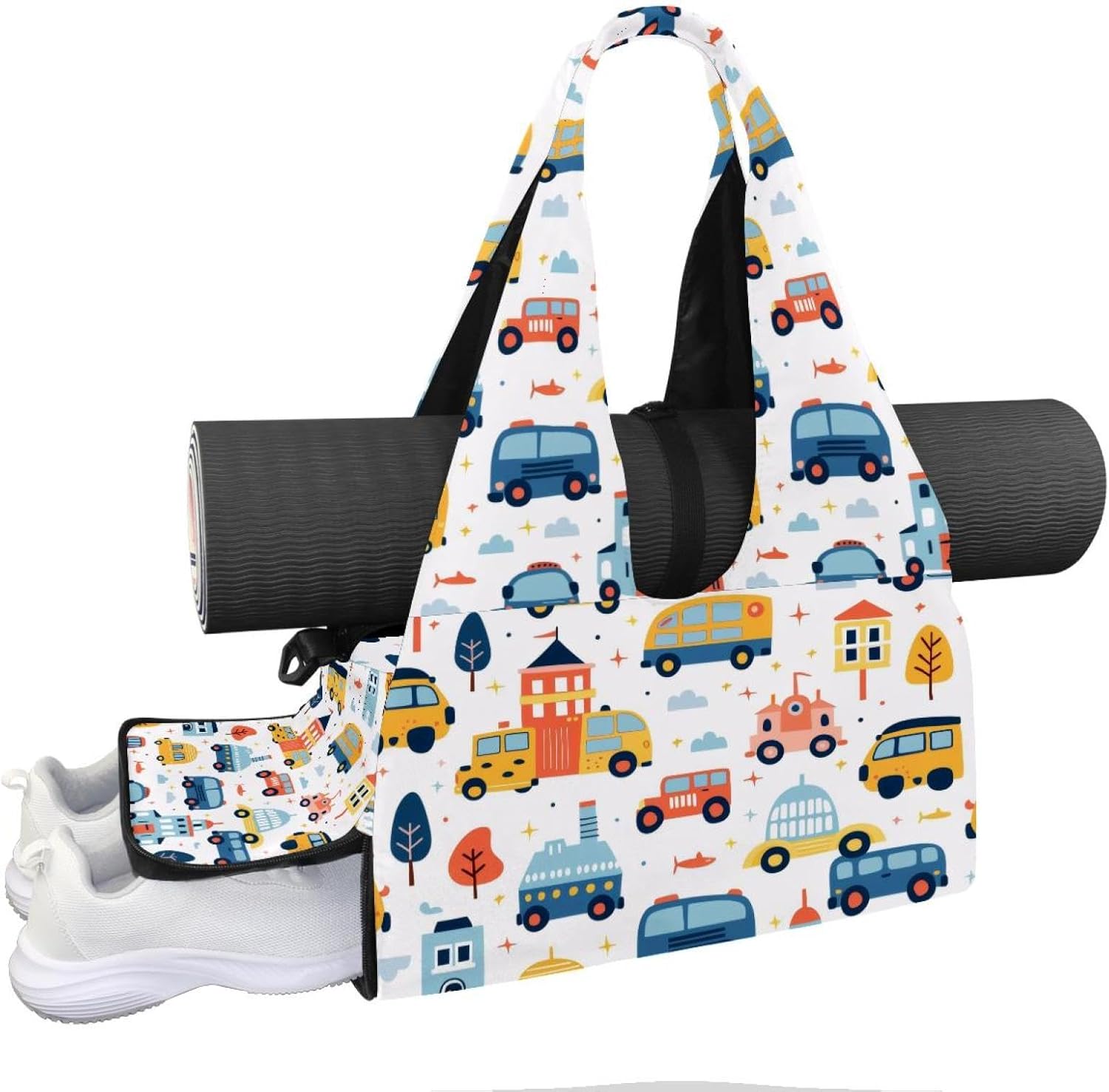 Gym Bag for Women, Giraffe Yoga Mat Bag with Shoe Compartment, Sport Yoga Gym Bag with Yoga Strap, Carryall Yoga Tote Bag