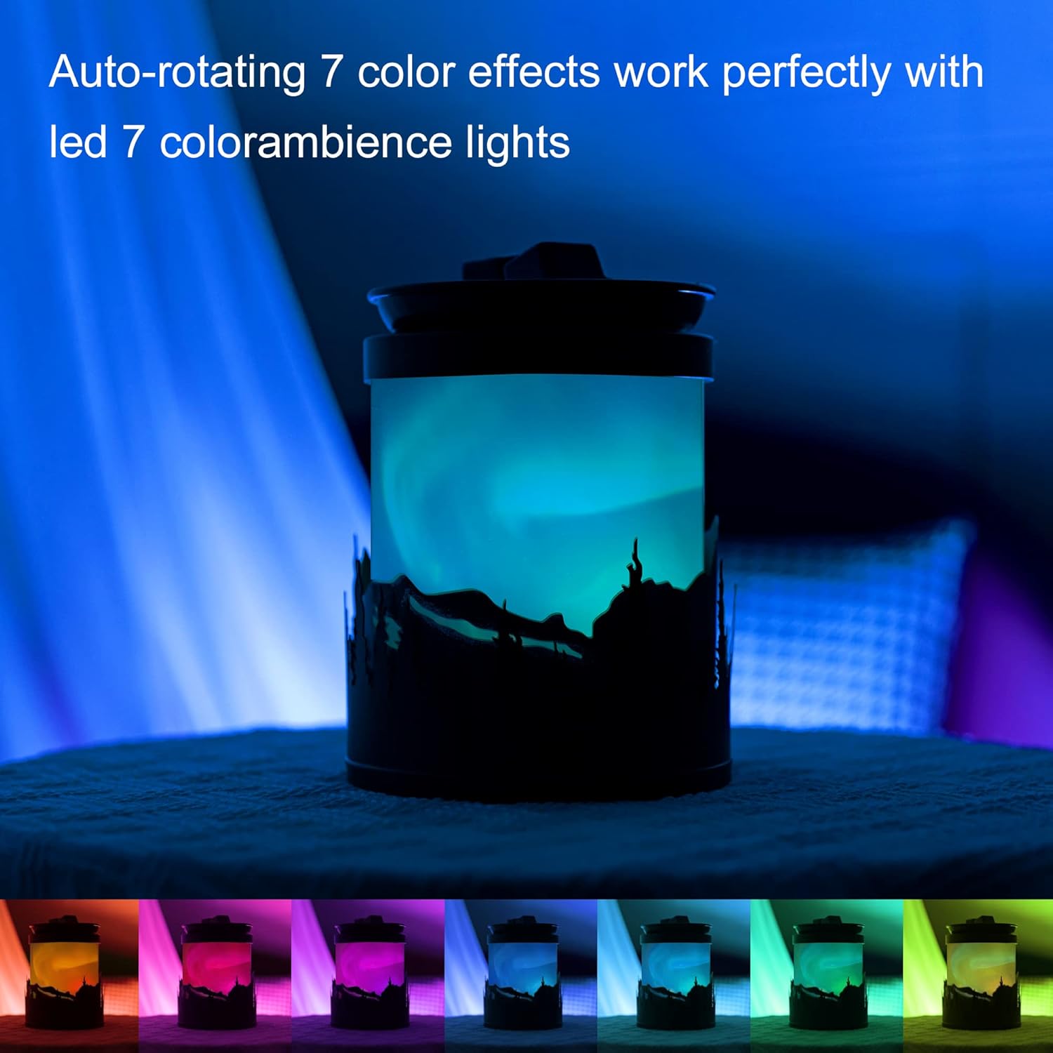 Electric Wax Melt Warmer,Dynamic Polar Lights Effect Wax Warmer, Wax Warmers for Scented Wax Melts,Wax Burner for Home Decor Office,Birthday Gifts for Women​(Rotating Aurora Effect-7 Color)
