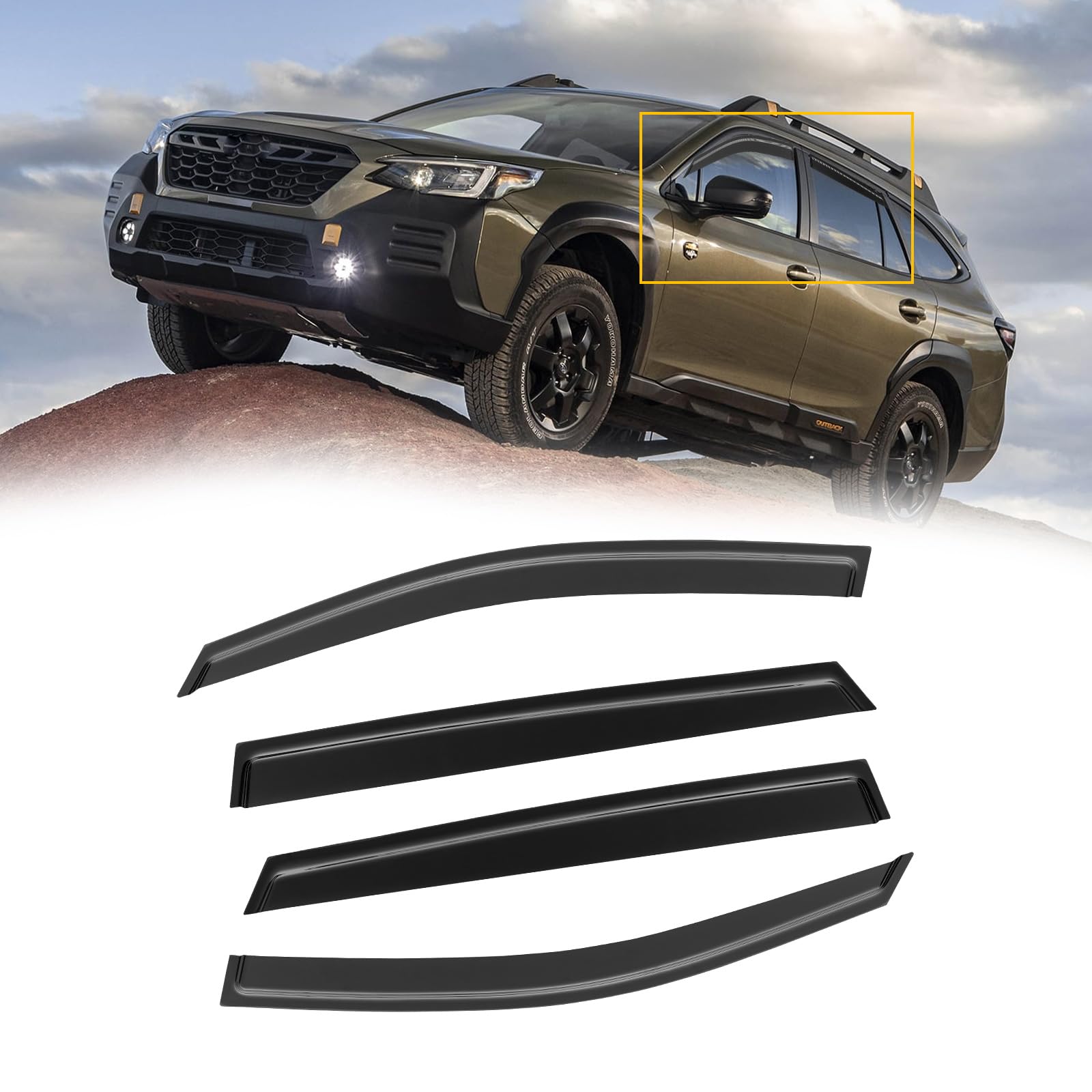 Photo 1 of CMVT Auto Window Visors for 2020-2024 Subaru Outback, Rain Guards Vent Shade Deflector Dark Smoke 2021 2022 20 21 22 23 2024, Tape-On, 4PCS For Subaru Outback 2020-2024