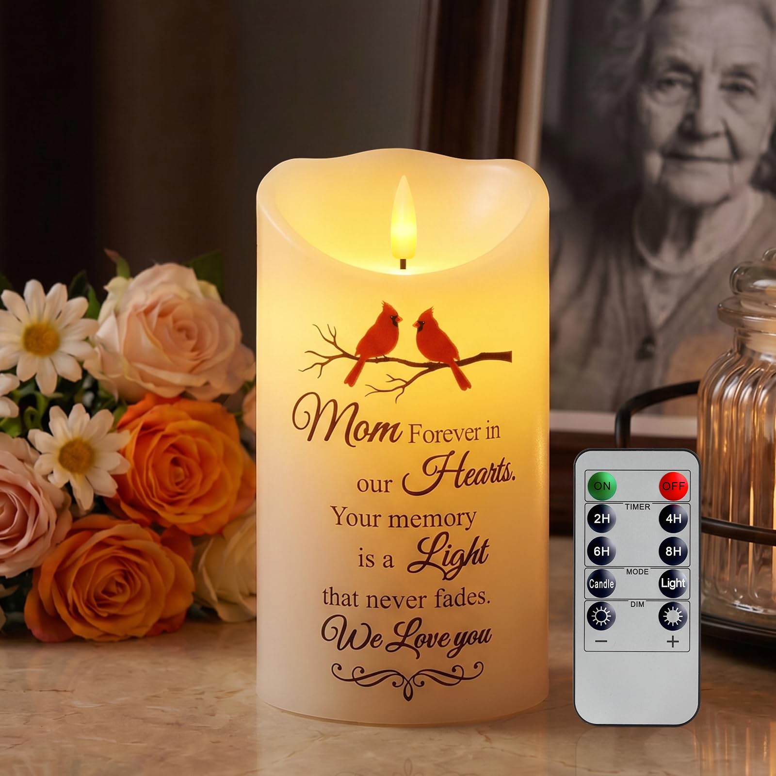 Homemory 4x7 Memorial Candle for Mom, Sympathy Gifts for Loss of Loved One