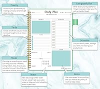Vista 3 de Daily Planner Undated, To Do List Notebook with Hourly Schedule Calendars Meal, Spiral Appointment Organizers Notebook for Man/Women, Pocket,Pen