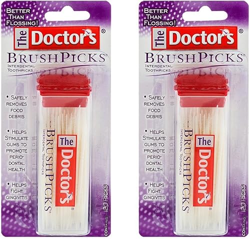 The Doctor's BrushPicks - Palillos interdentales, 120 púas por paquete (paquete de 2)
