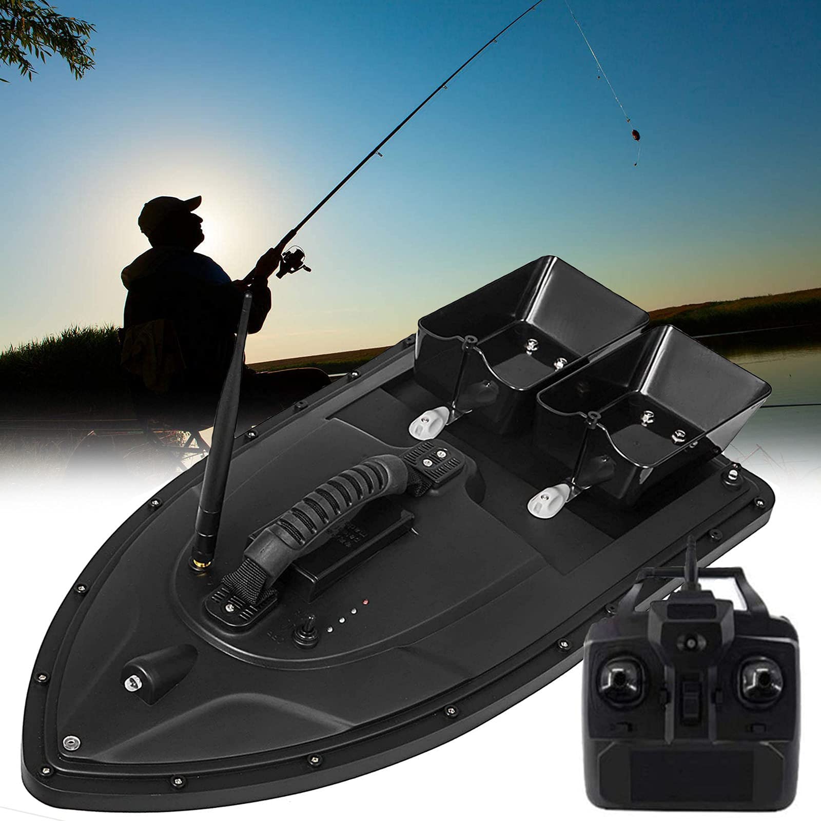 1.3Kg Carga Asistida Pesca Herramienta, Barco Cebador con Control Remoto, Barco Cebo Pesca Distancia Control Remoto 500m, Gran Capacidad 5200Mah Batería, Impermeable y anticolisión