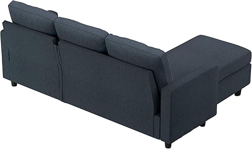 Miniatura 52 de Honbay - Sofá convertible en forma de L con tejido de lino moderno para espacios pequeños Gris oscuro,Beige,Negro -,Azul,Gris,Gris claro