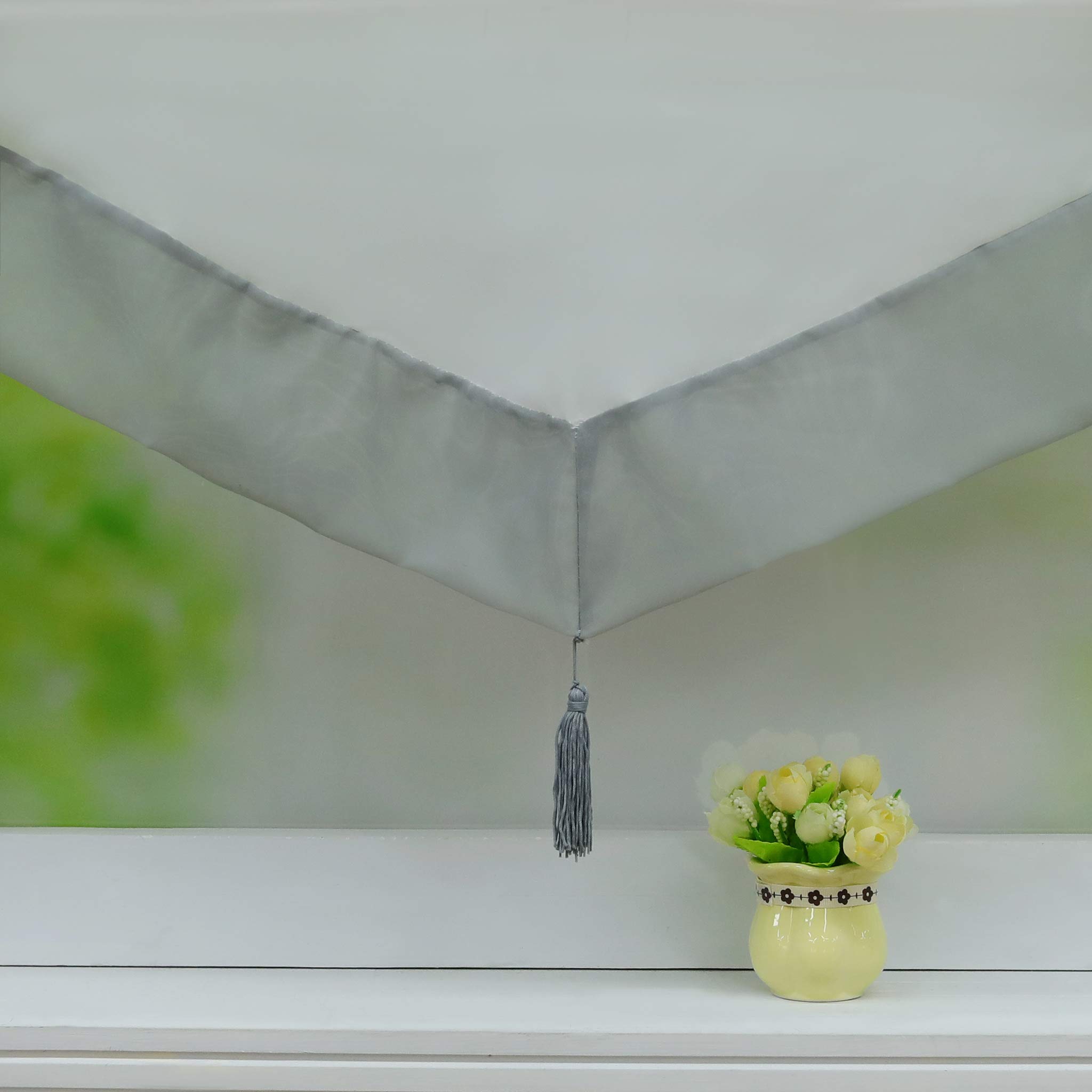 Joyswahl Store Romain Transparent Broderie Fleurs – Voile Polyester, Passe-Tringle, 60x140 Cm, Blanc Doux