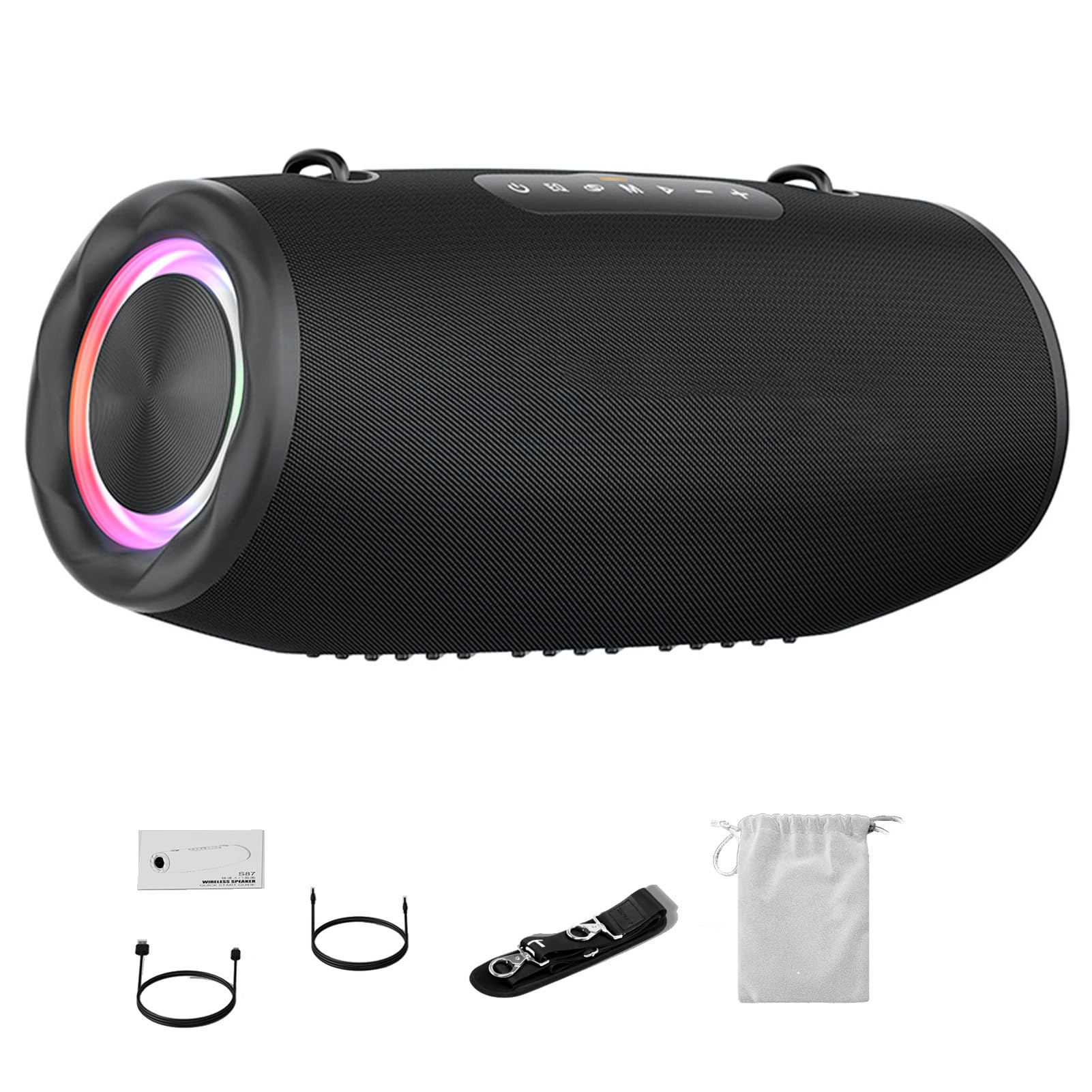 ANGGREK Casse Bluetooth Portatile, 80W Bass Driver 76mm (BLACK)
