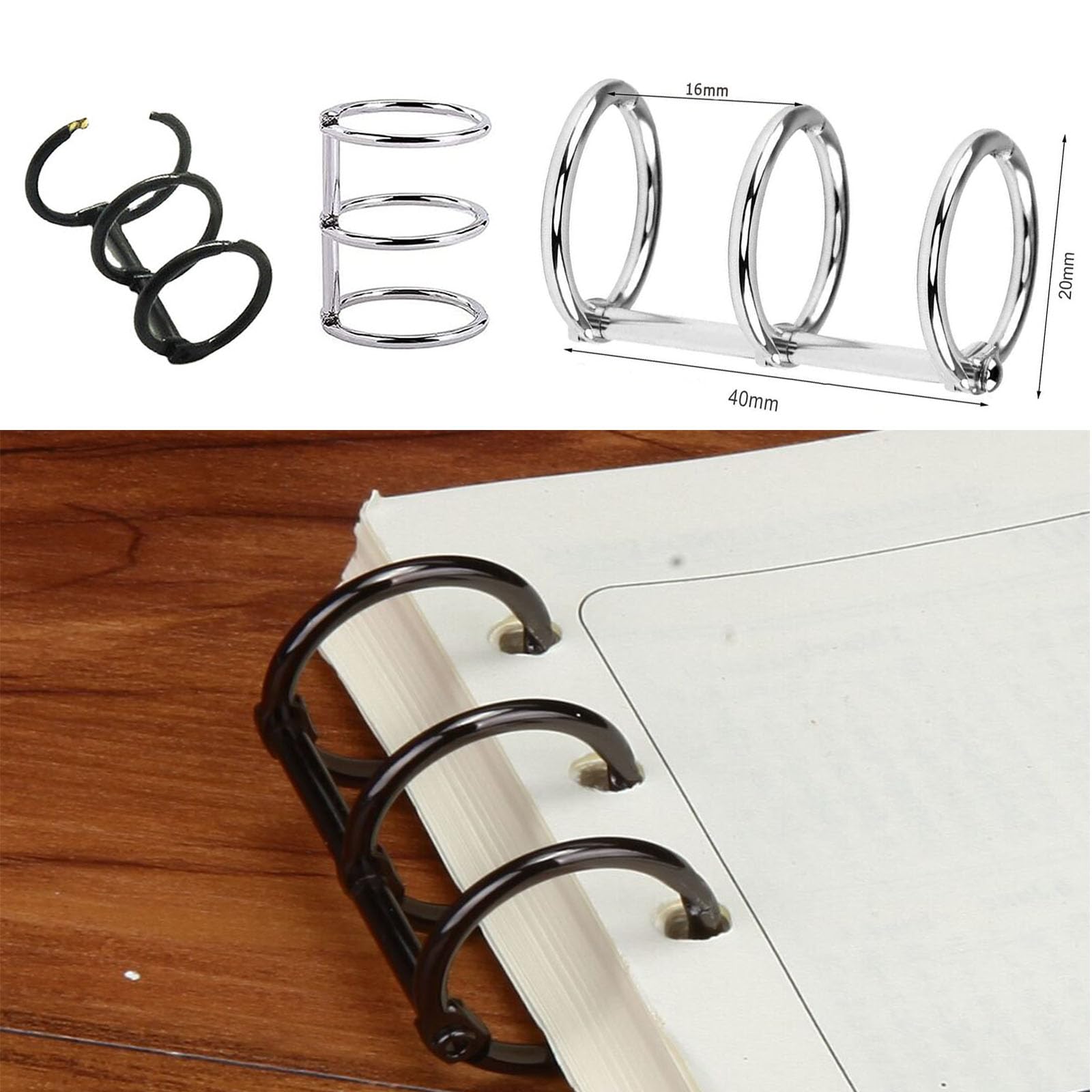 12 Anelli Di Rilegatura Metallici - 25 Mm - Per Album, Notebook E Fogli Sciolti - Foto 5