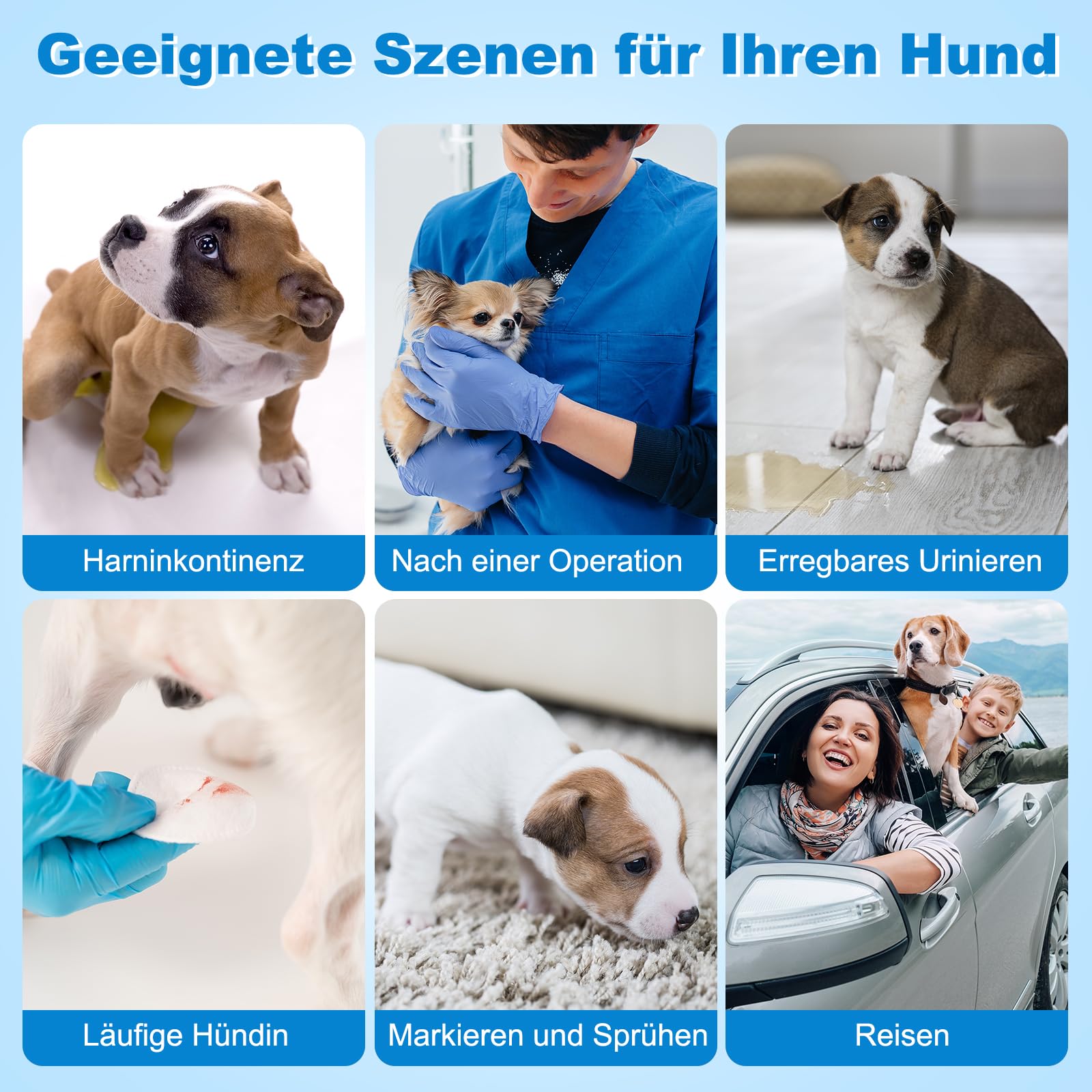 Hunde Windeln, 30 Stück XL Anziehbare Einweg Hundewindeln für Hündinnen, Rüdenwindeln mit 360° elastischem Bund (XL, stück, 30)
