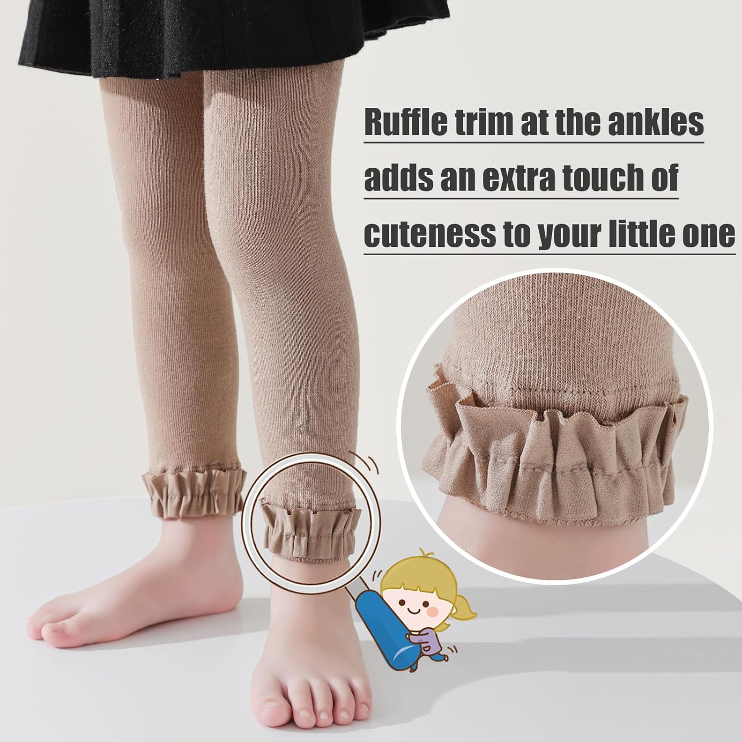 Mini angel Baby Leggings Toddler Footless Tights Girls Ruffle Leggings Kids Cotton Stockings Pants 1/2/3 Pack - Image 3