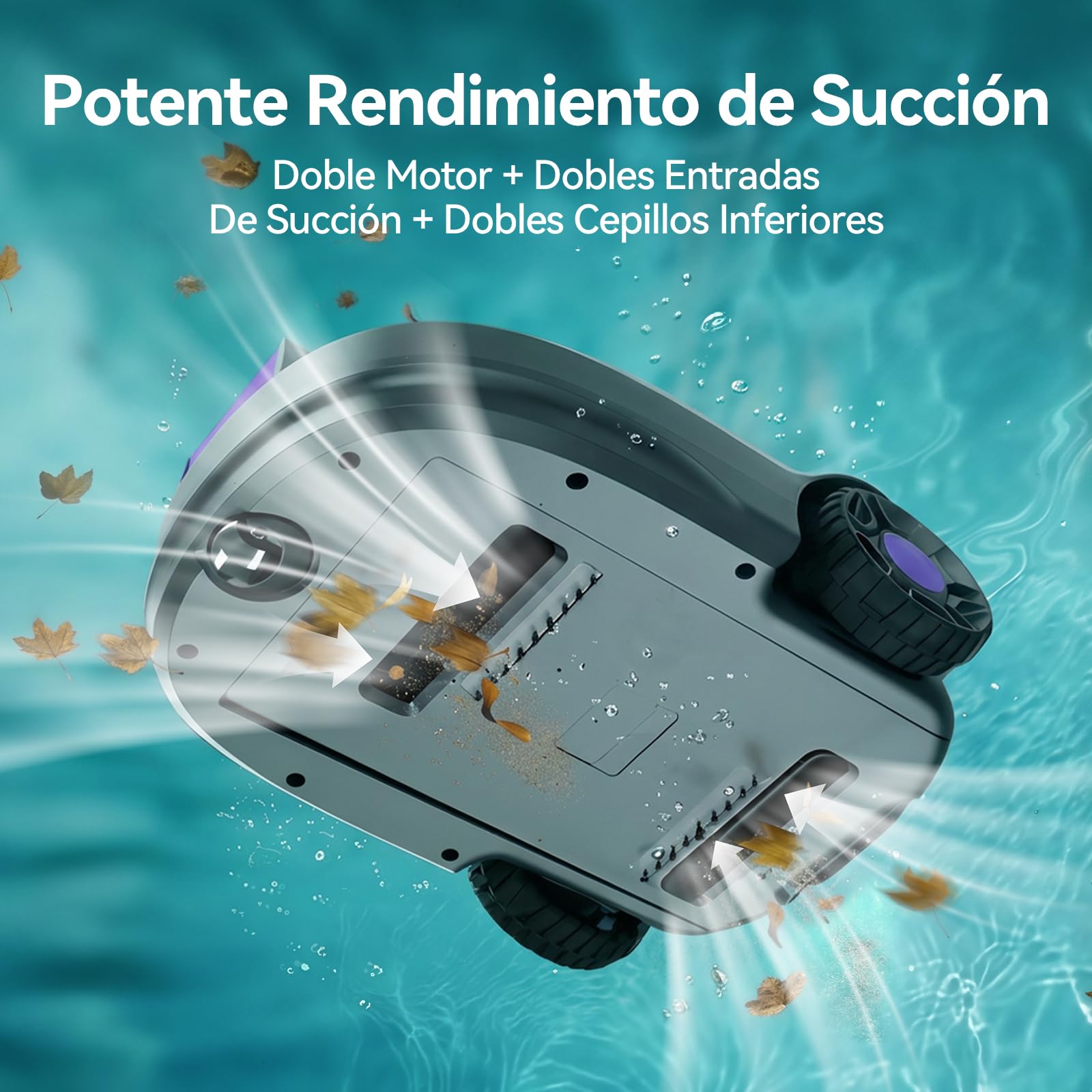 Redkey S200 Robot Piscina, Robot Limpiafondos Piscina Sin Cable con Doble Motore, Doble Succión, 180 Min de Limpieza, Estacionamiento Automático, para Piscinas de Fondo Plano 100 m²(Violeta)