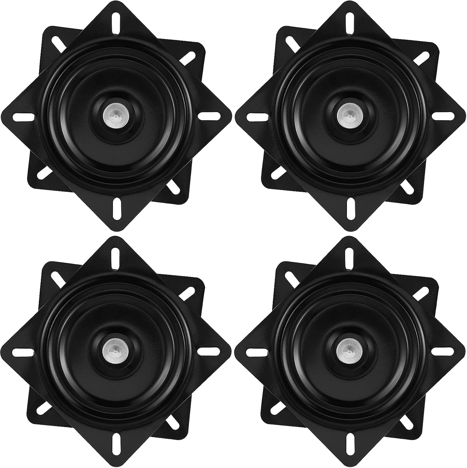 HAKZEON 4 Pack Heavy Duty Bar Stool Swivel Plate, 6.25 Inch Square, 300 lbs Capacity, Black