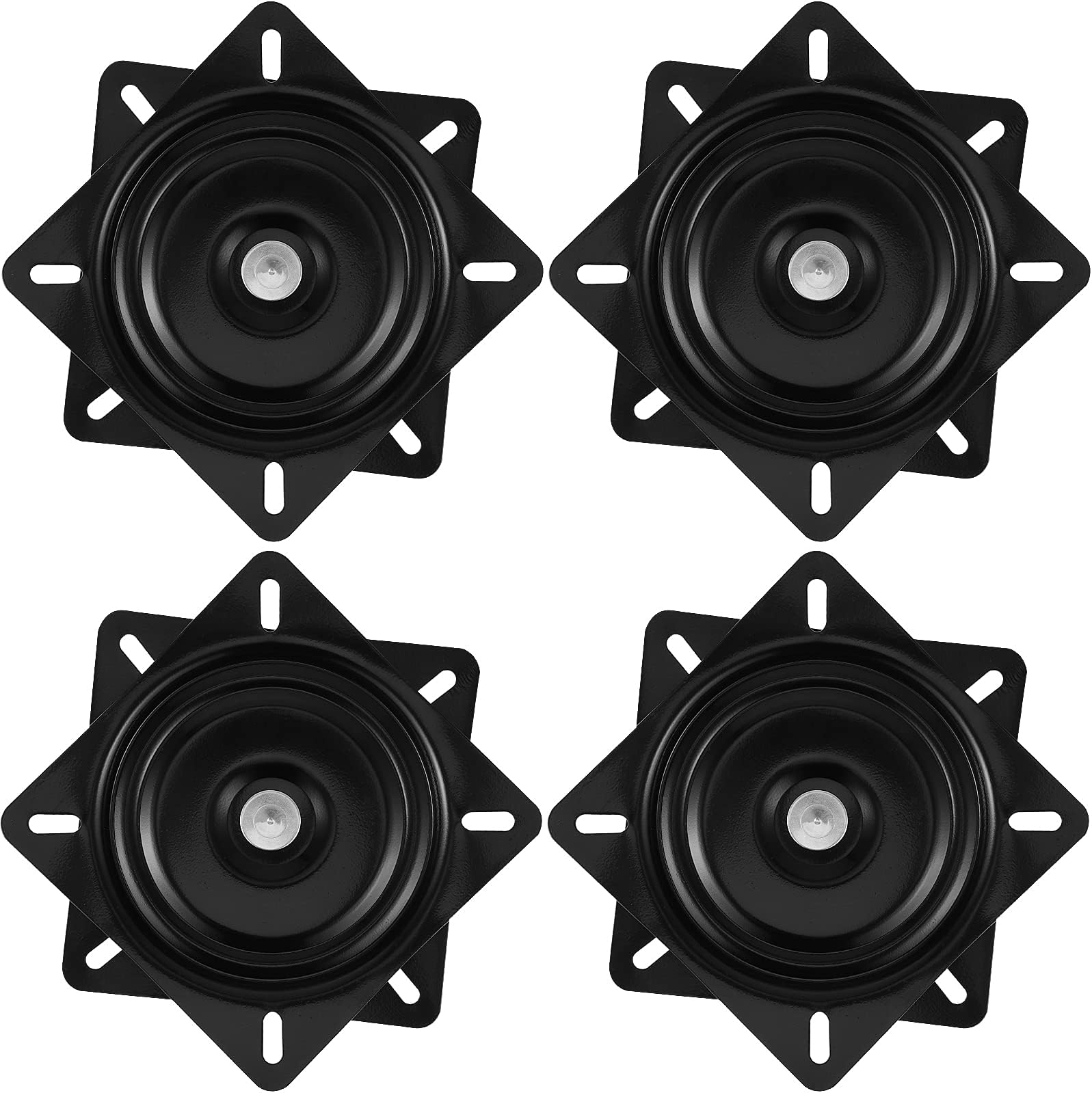 HAKZEON 4 PCS 7 Inch Bar Stool Swivel Plate, Heavy Duty Swivel Base Mount Plate for Home, Office, Black