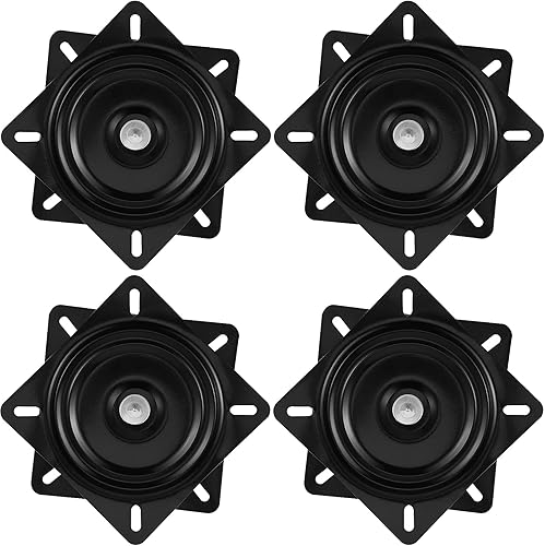 HAKZEON 4 taburetes de bar de 7 pulgadas, placa giratoria de montaje de base giratoria resistente para el hogar, oficina, negro