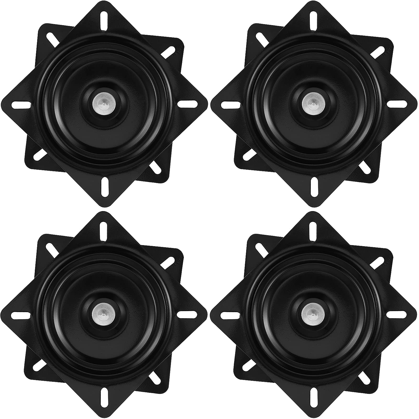 HAKZEON 4 PCS 7 Inch Bar Stool Swivel Plate, Heavy Duty Swivel Base Mount Plate for Home, Office, Black
