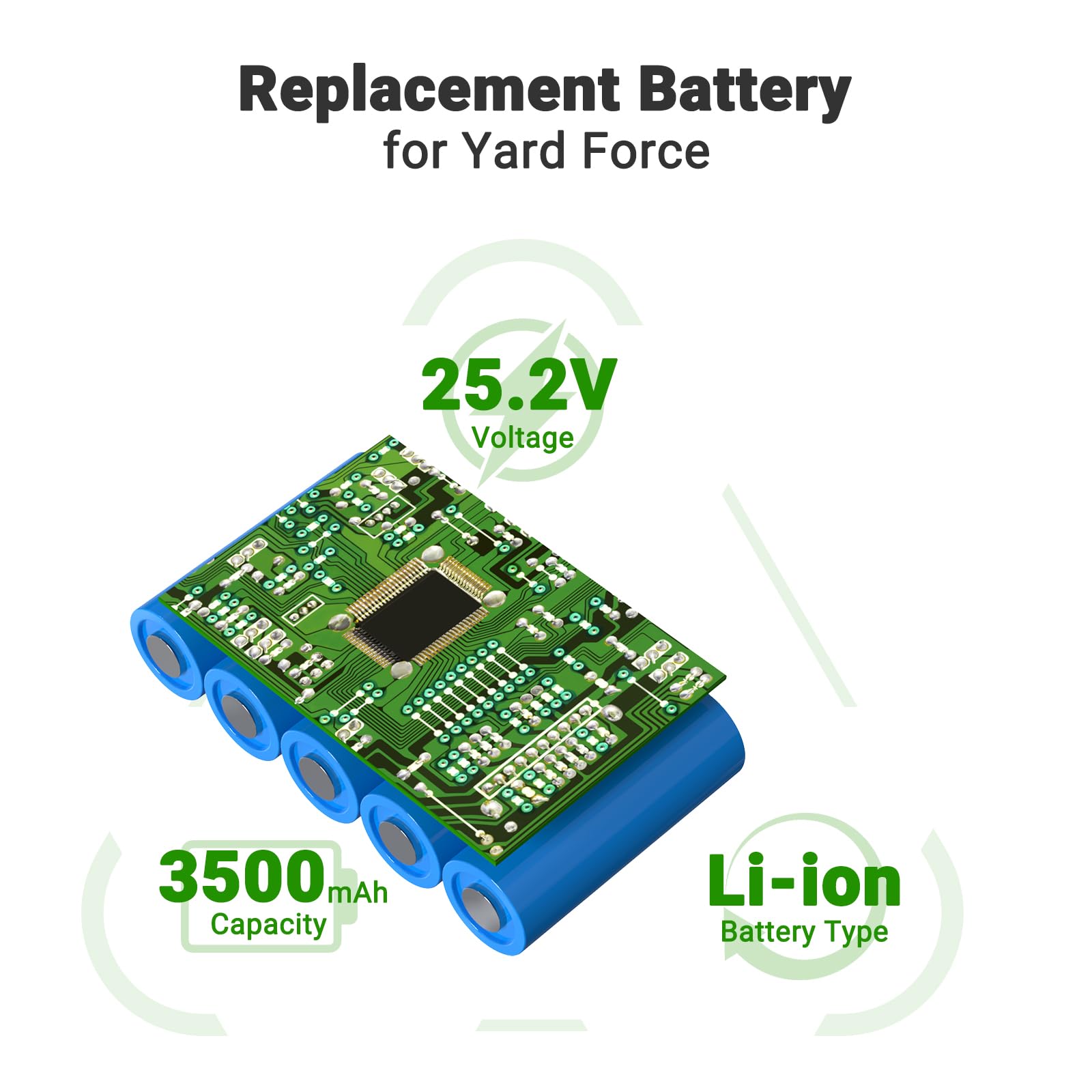 Batería de ion de litio de repuesto de 25,2 V, 3500 mAh, compatible con robot Yard Force SA650ECO SA500ECO SA600H SA800PRO SA500 SA900 SC600ECO cortacésped robot cortacésped