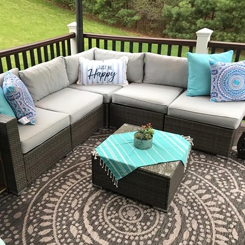 Miniatura 7 de Sqodok - Fundas de cojín de patio de 22 x 20 pulgadas, fundas de cojín impermeables para muebles de patio, paquete de 4 fundas de cojín de repuesto