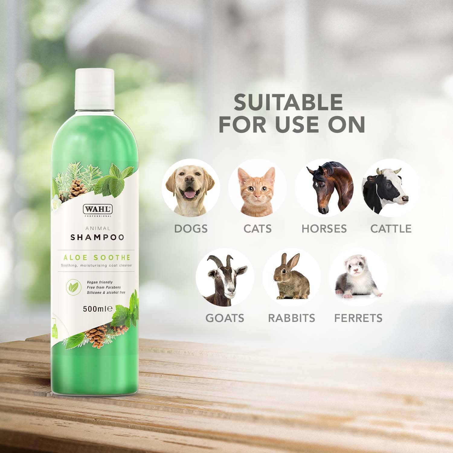 WAHL Aloe Soothe Shampoo - Shampoo per animali domestici, formula delicata, per pelli sensibili, concentrato 15:1, delicato, 500ml