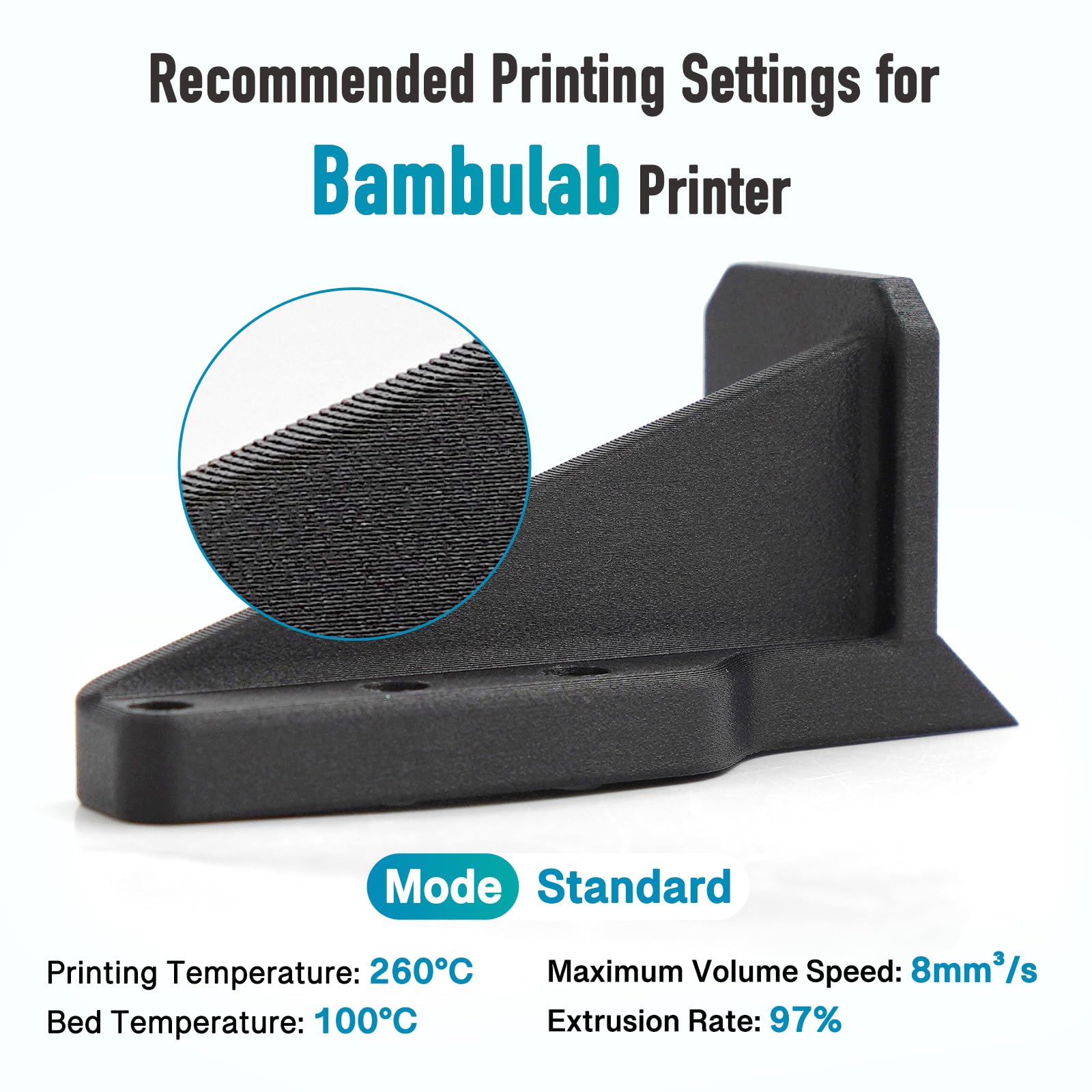 YXPOLYER PC-CF Filament 1,75 mm, 1 kg Polycarbonat Kohlefaser PC Carbon Fiber Filament mit wiederverwendbarer, hitzebeständiger Spule Kompatibel mit AMS, FDM-3D-Druckern