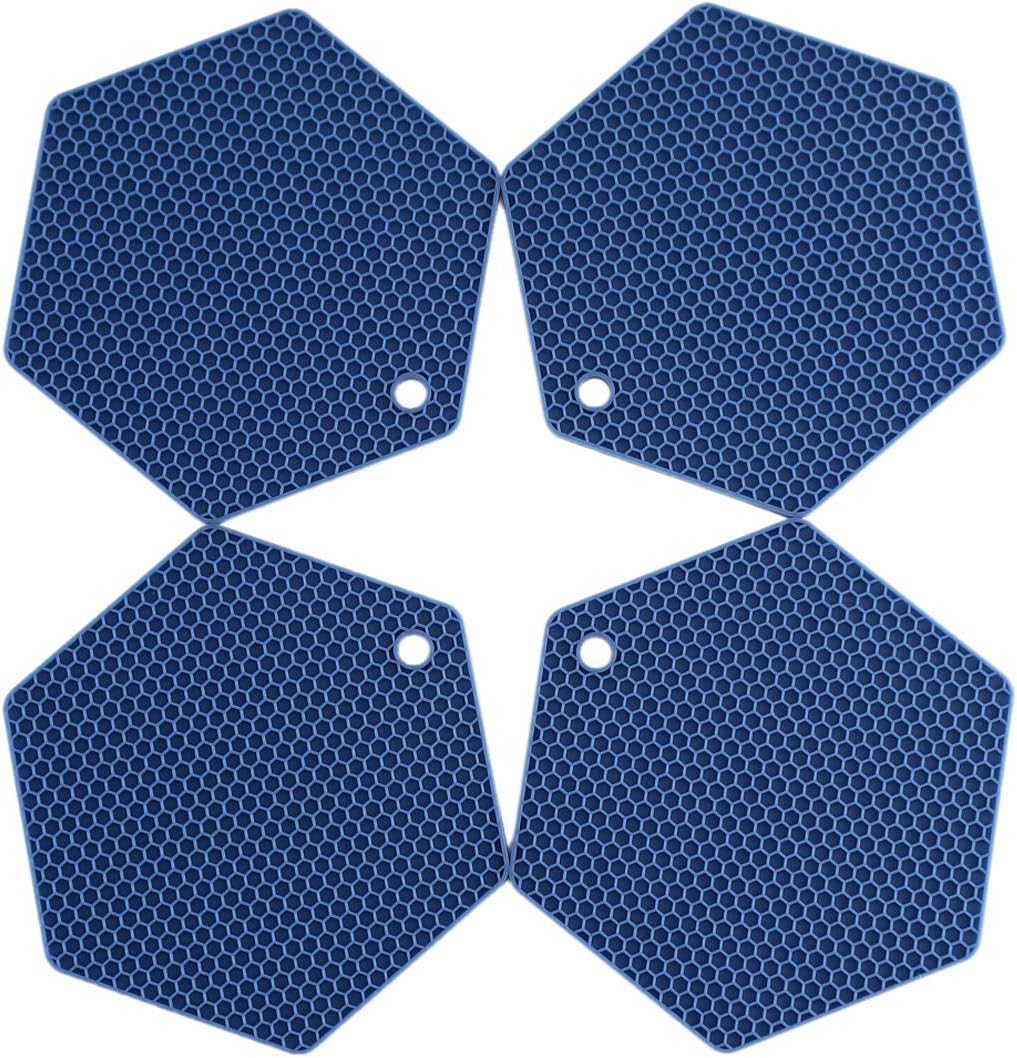 シリコーン製五徳マット 4枚セット - DIY 異なるサイズ 食器乾燥マット 鍋やフライパン用ホットポットホルダー ノンスリップ&a