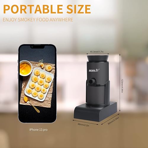 Miniatura 8 de Boruit SK305 - Pistola de humo para bebidas y cócteles con virutas de madera, infusor portátil para ahumar carne de whisky, queso, barbacoa, queso,