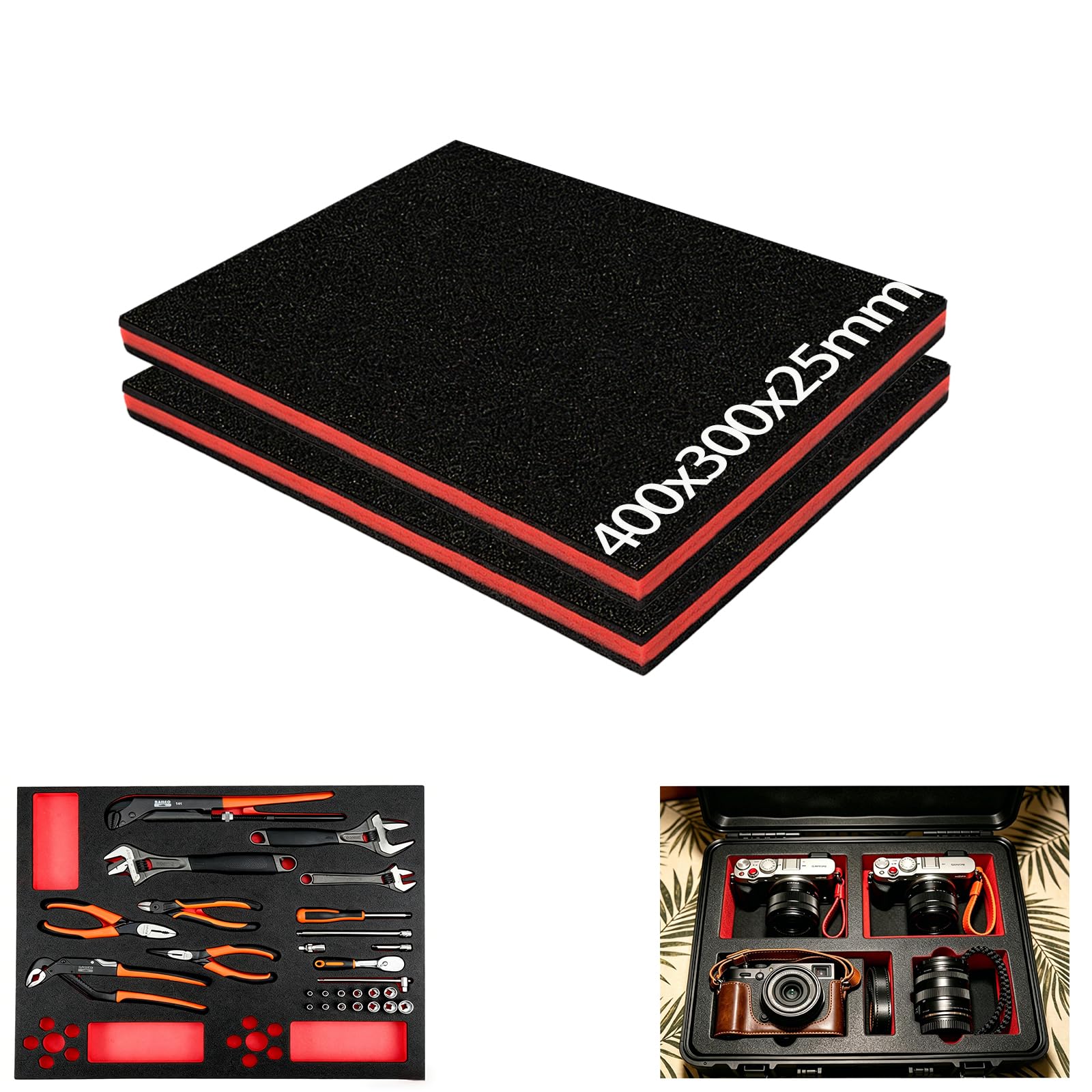 Dshunnc 2 Pcs Tool Box Foam Insert 40 x 30 x 2.5cm Toolbox Foam