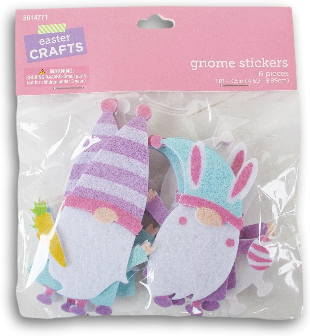 Easter Gnome Felt Stickers for Crafts, Scrapbooking, and More - 6 Piece