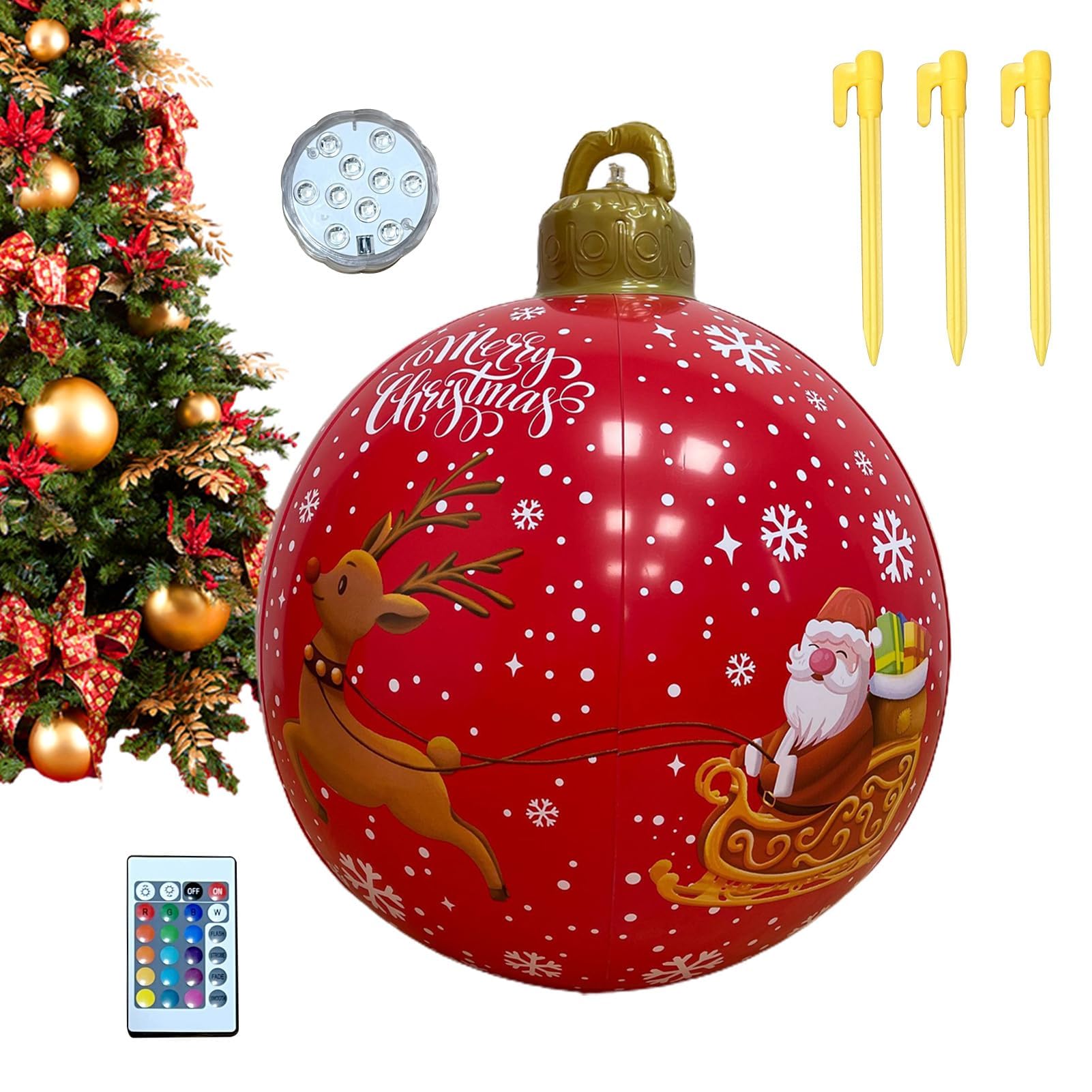 Décorations de Noël gonflables géantes de 61 cm avec éclairage multicolore - 8
