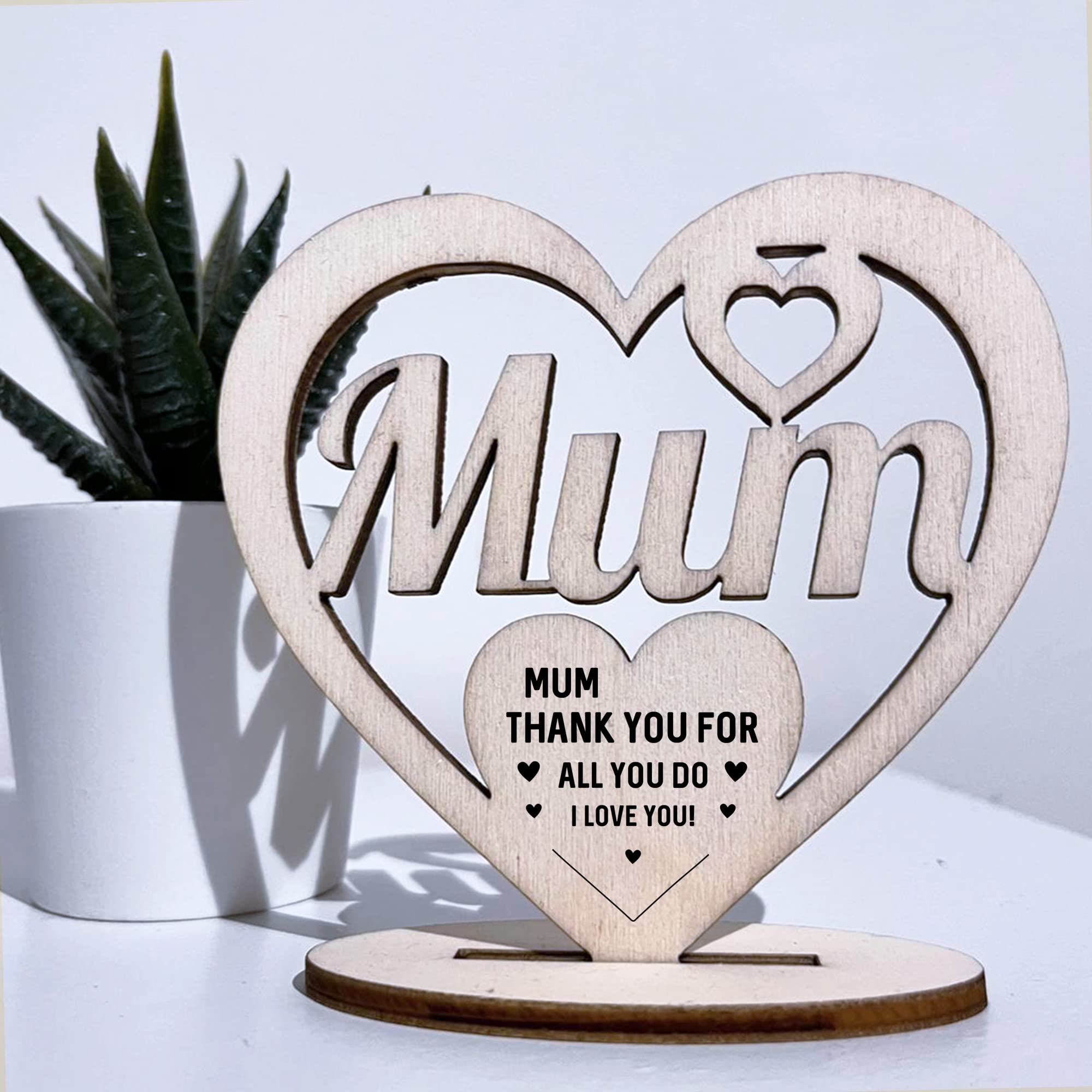 Red Ocean Engraved Mum Heart Birthday Mothers Day Gift For Mum Mummy Novelty Plaque