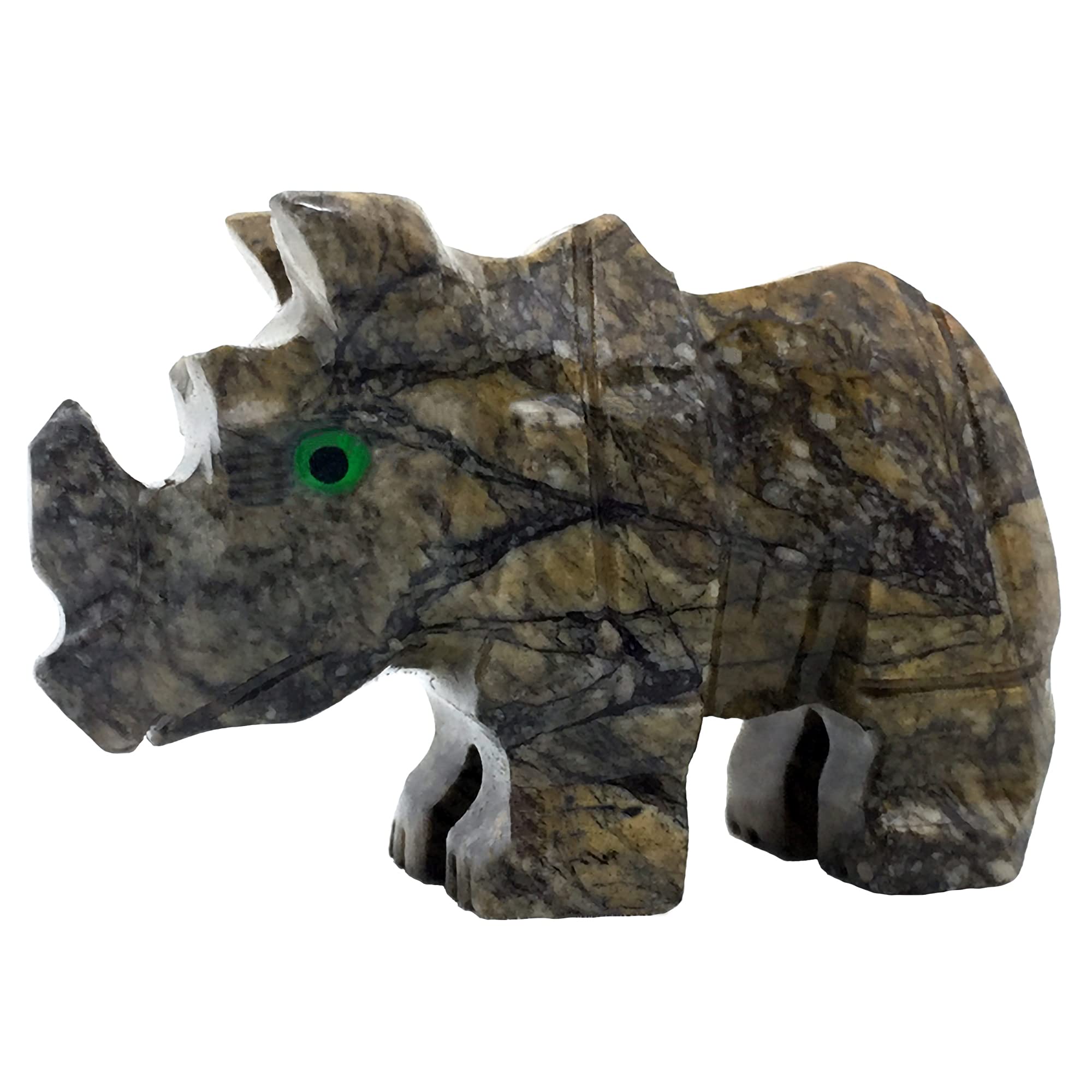 Nelson Creations, LLC Rhino Rhinoceros Natural Soapstone Hand-Carved Animal Charm Totem Stone Carving Figurine, 1.5 Inch