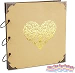 Photo Album or DIY Scrapbook (10x10 inch 50 Pages Double Sided), Vintage Leather Cover Three-Ring Binder Picture Booth Albums with 9 Colors 408pcs Self Adhesive Photos Corners for Memory Keep