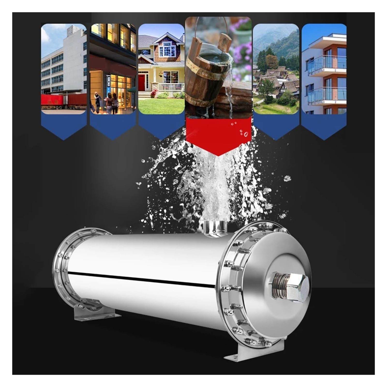 Filtro for acqua da 3000 l/h in acciaio inox PVDF, purificatore d'acqua a ultrafiltrazione, cartuccia lavabile, filtro da cucina for bevande dirette(1000L)