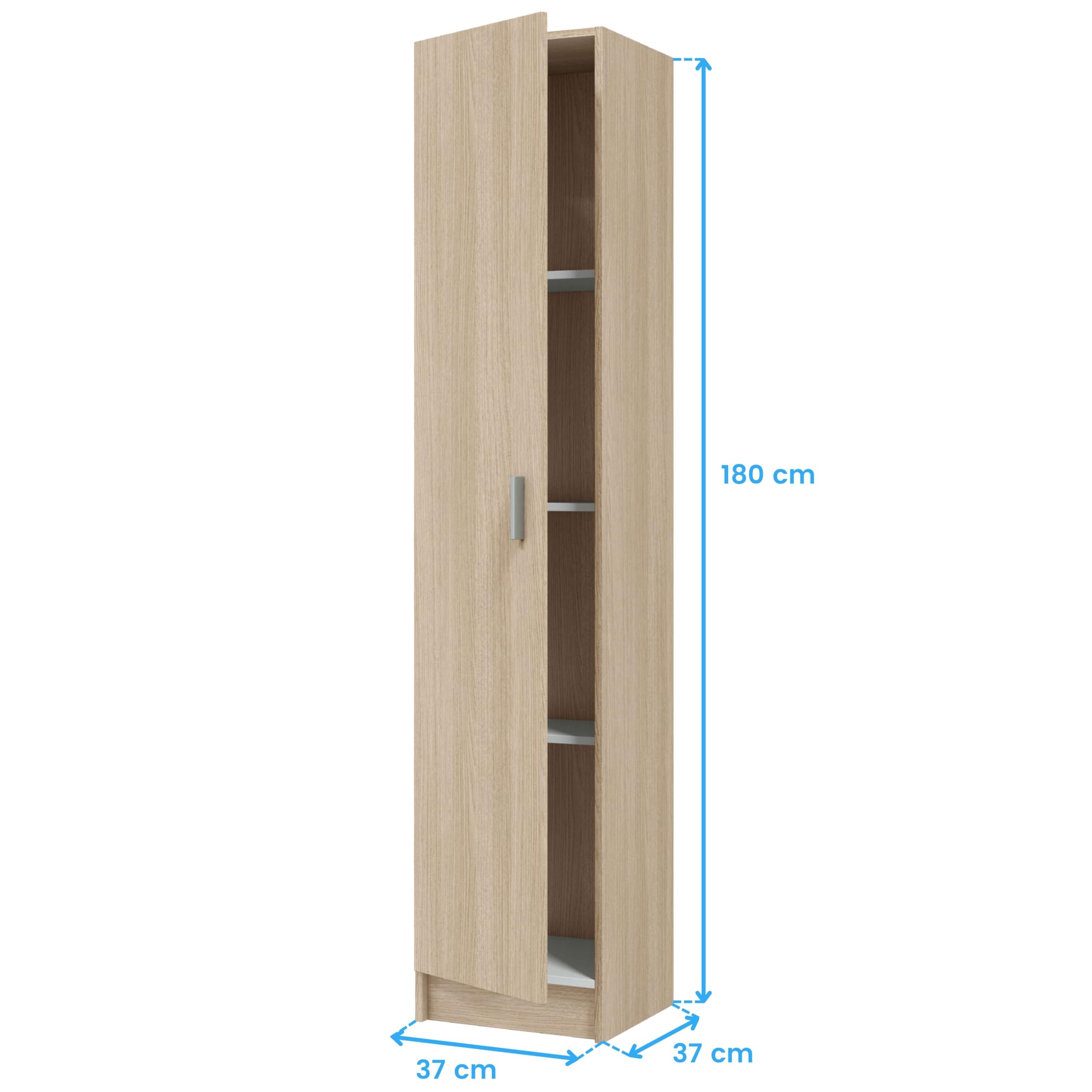Habitdesign Armario Multiusos 1 Puerta 3 Estantes, 182x37x37 (AltoxAnchoxFondo - en cm), Columna Multiusos