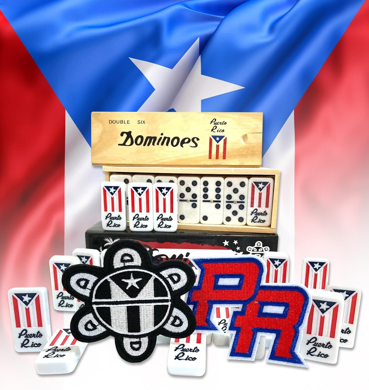 Puerto Rico Dominoes Puerto Rican Dominoes PR Flag Dominos Doubles Six Game Boricua Accessories PR Flag Tiano edotion